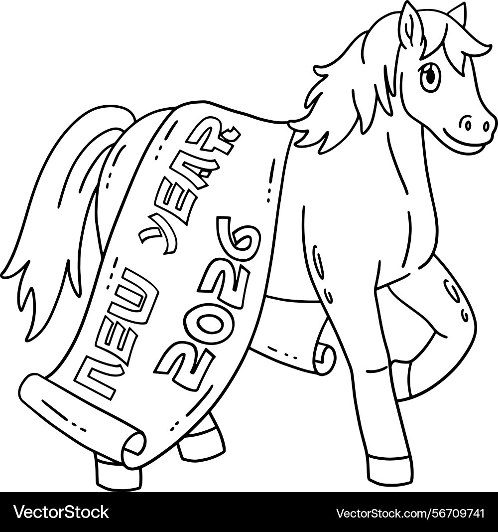Year Of The Horse New 2026 Banner Isolated – Royalty-Free Vector inside Chinese New Year 2026 Free Printable Coloring Pages