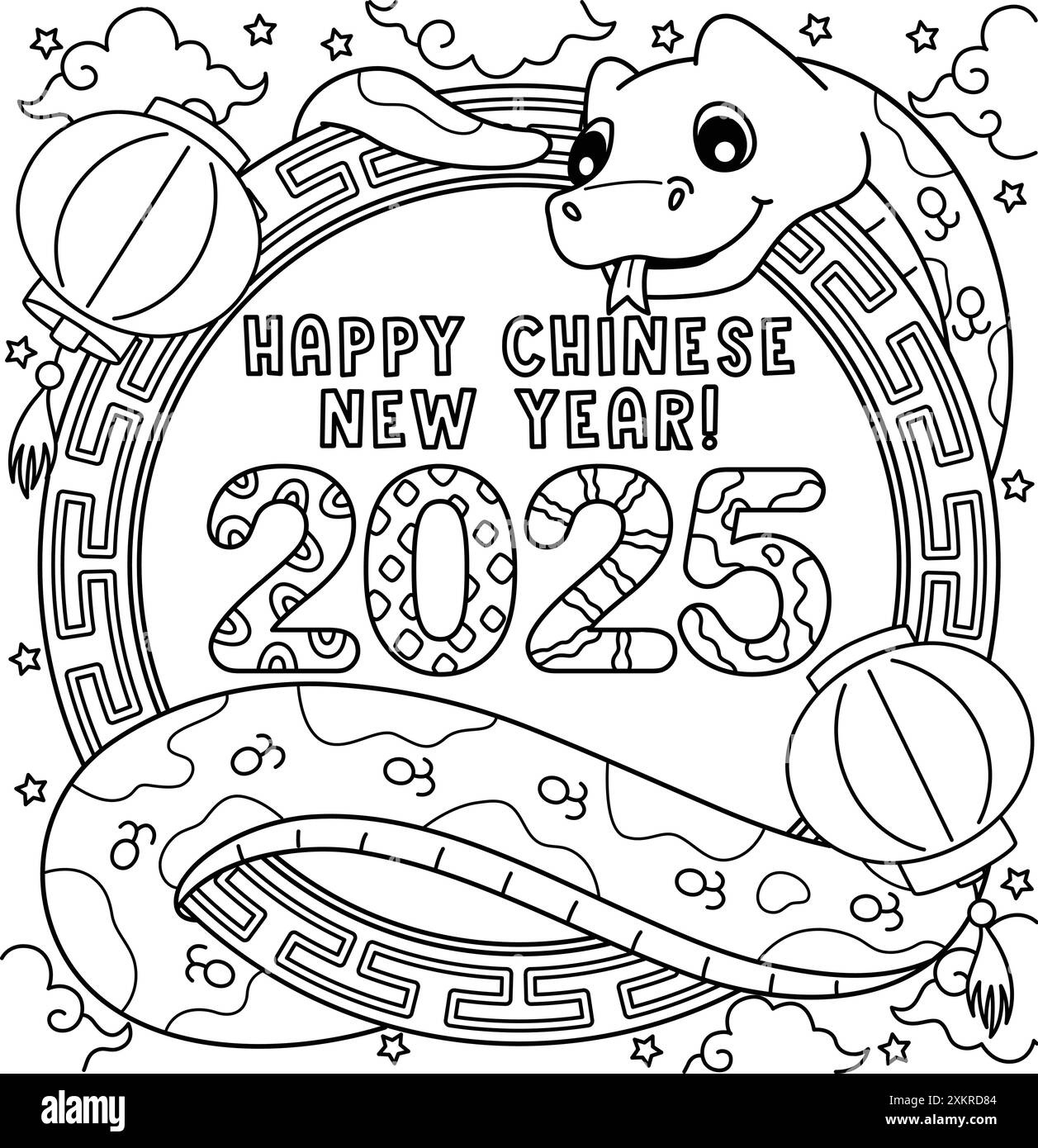 Year Of The Snake Happy Chinese New Year 2025 Stock Vector Image intended for Lunar New Year Snake Printable