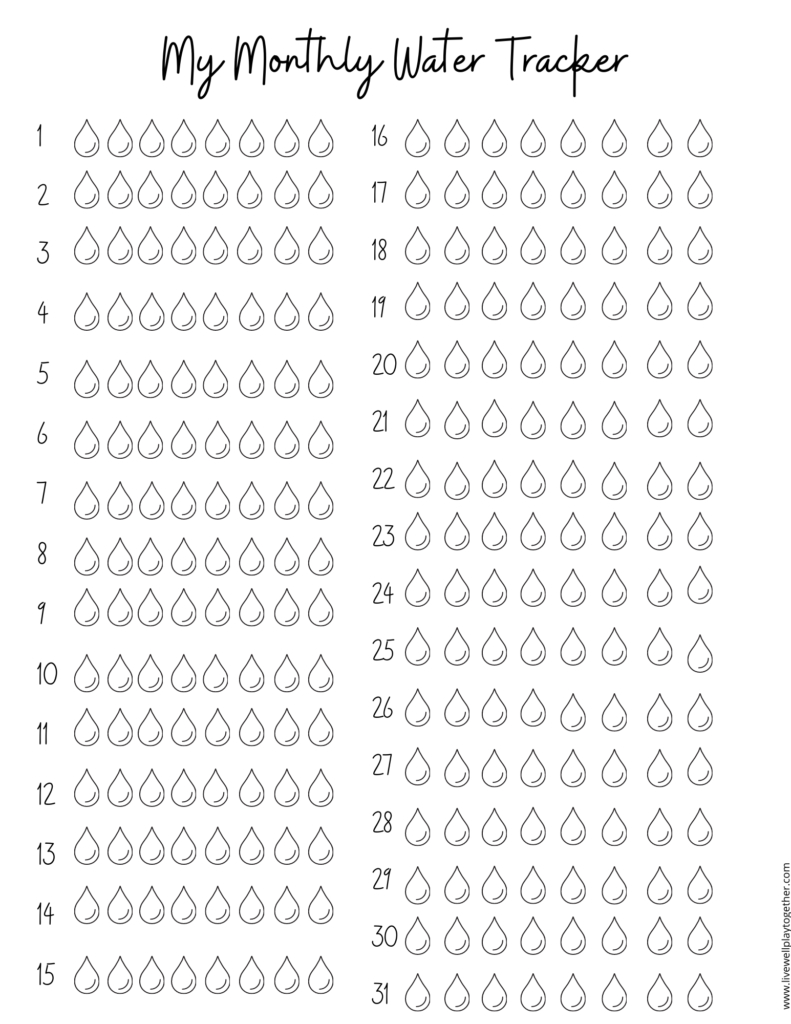 10 Easy Ways To Drink More Water + Printable Water Tracker - Live within Monthly Water Tracker Printable