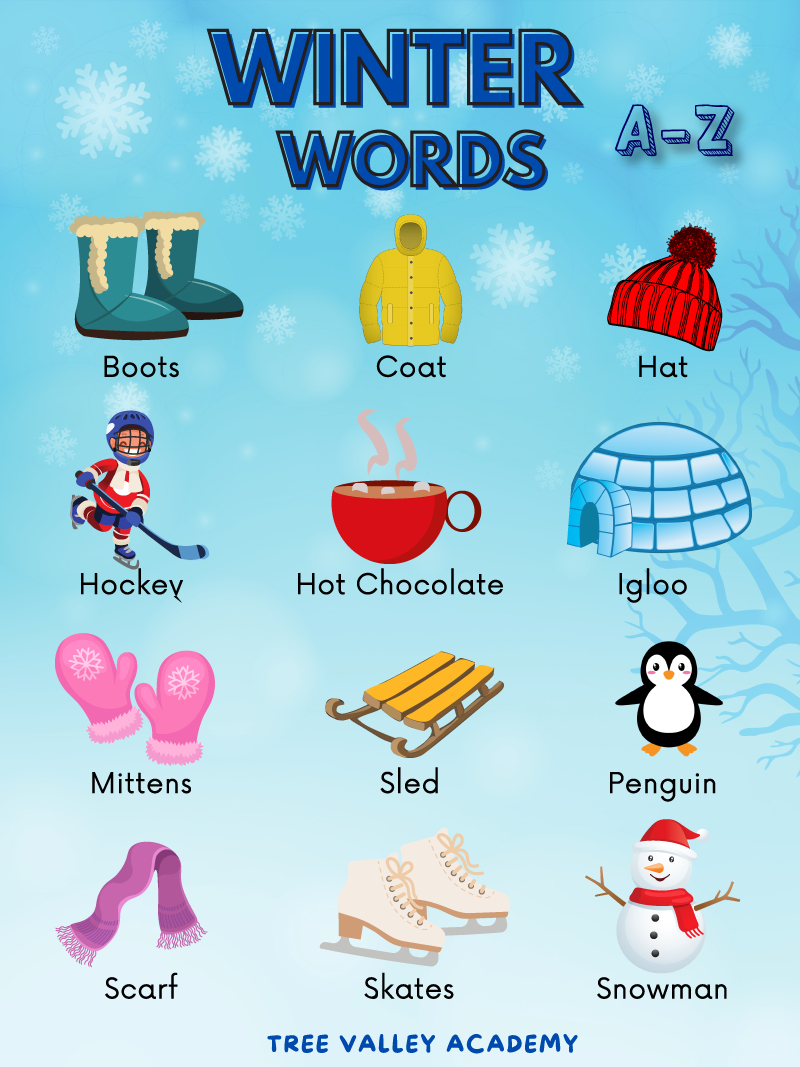 170+ Winter Vocabulary Words From A To Z - Tree Valley Academy within Winter Word List Printable