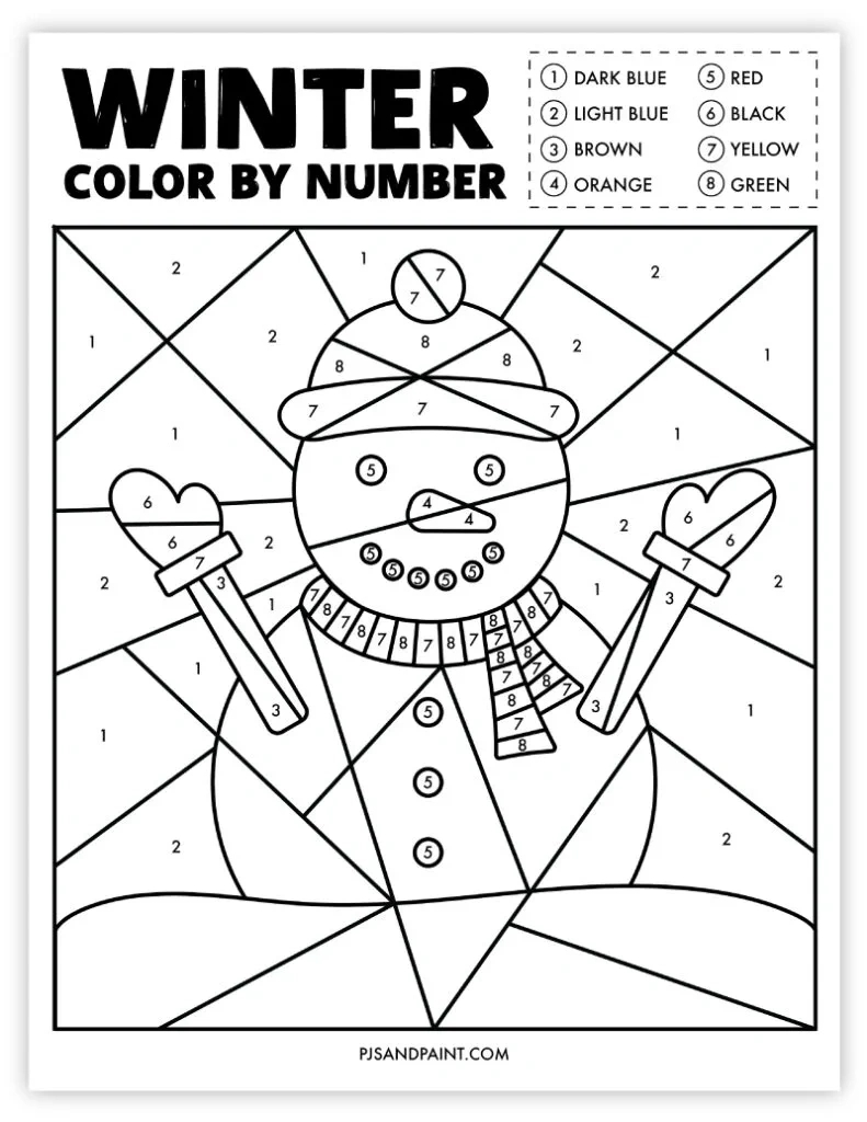 19 Free Printable Winter Games And Activities - Pjs And Paint intended for Free Printable Winter Color By Number Pages