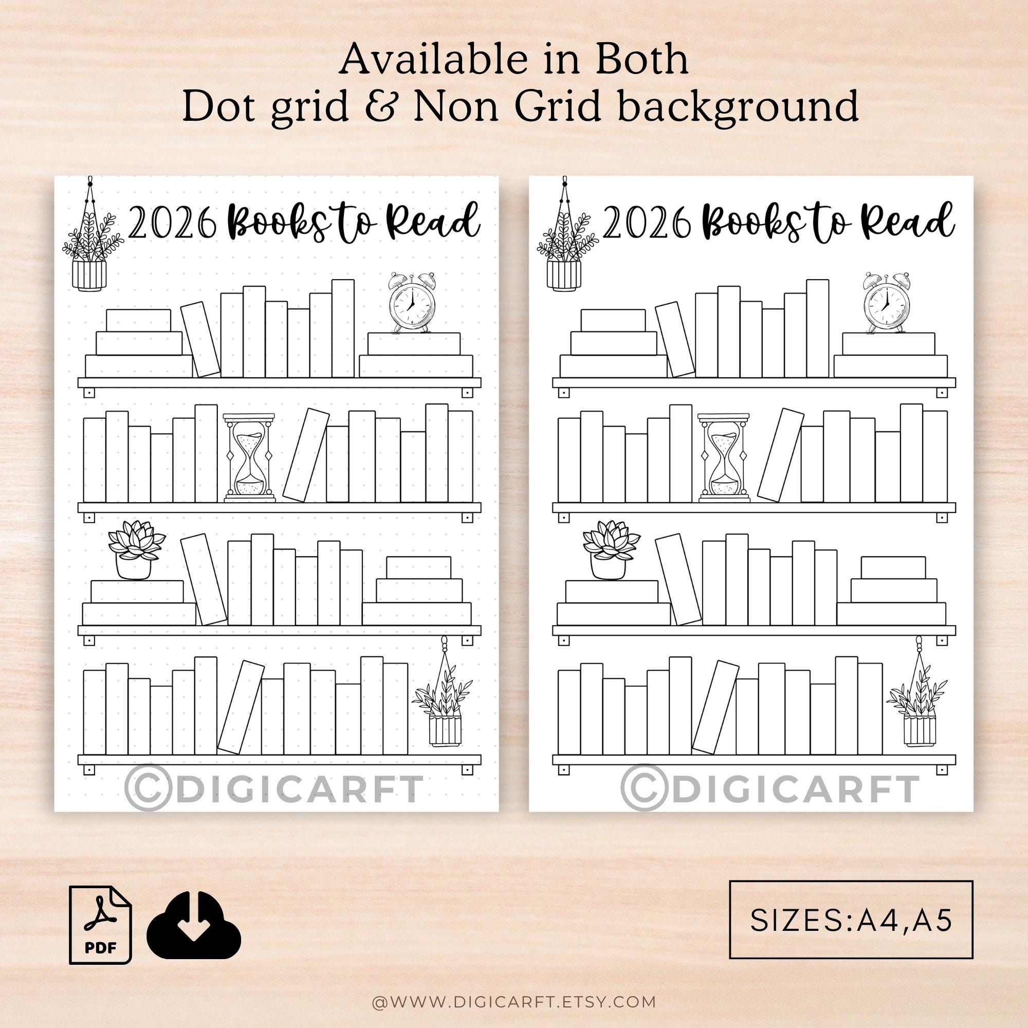 2026 Bücher Zum Lesen Journal Liste Druckbar, Tbr Vorlage A5 Bujo for Reading Log 2026 Printable