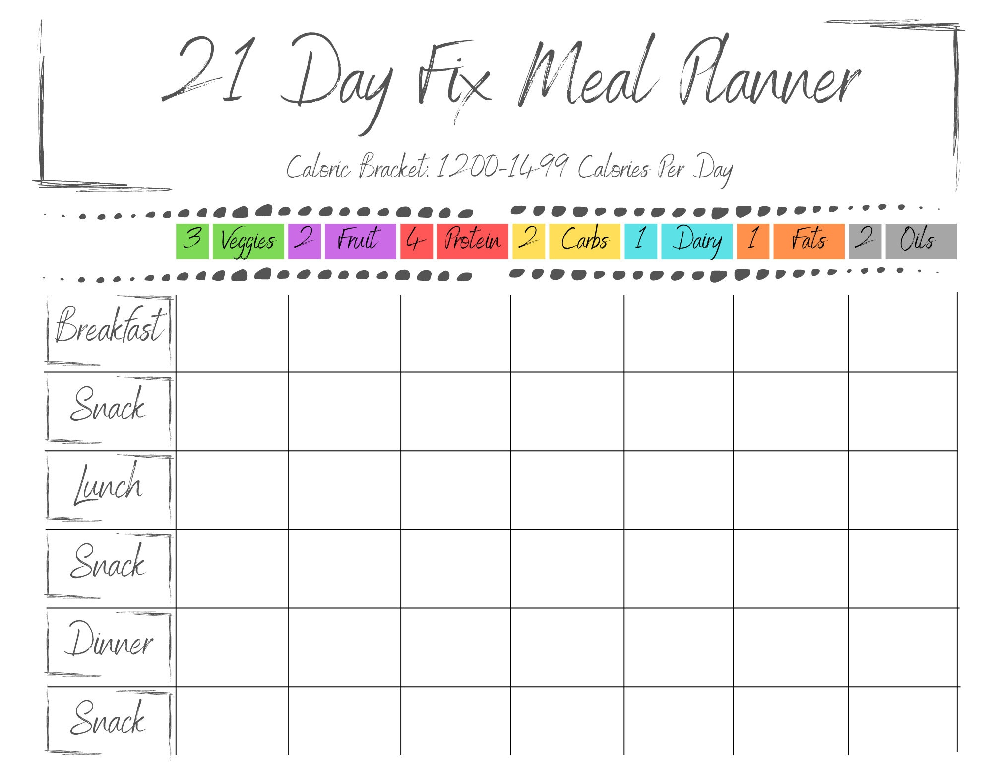 21 Day Fix (1200-1499) Planner Bundle - Etsy Uk intended for 21 Day Fix Printable Tracker