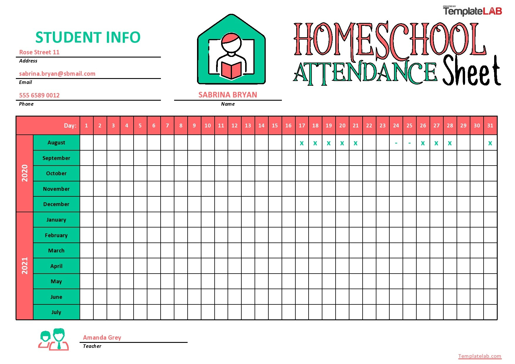 23 Free Printable Attendance Sheet Templates [Word/Excel] regarding Free Printable Homeschool Attendance Tracker