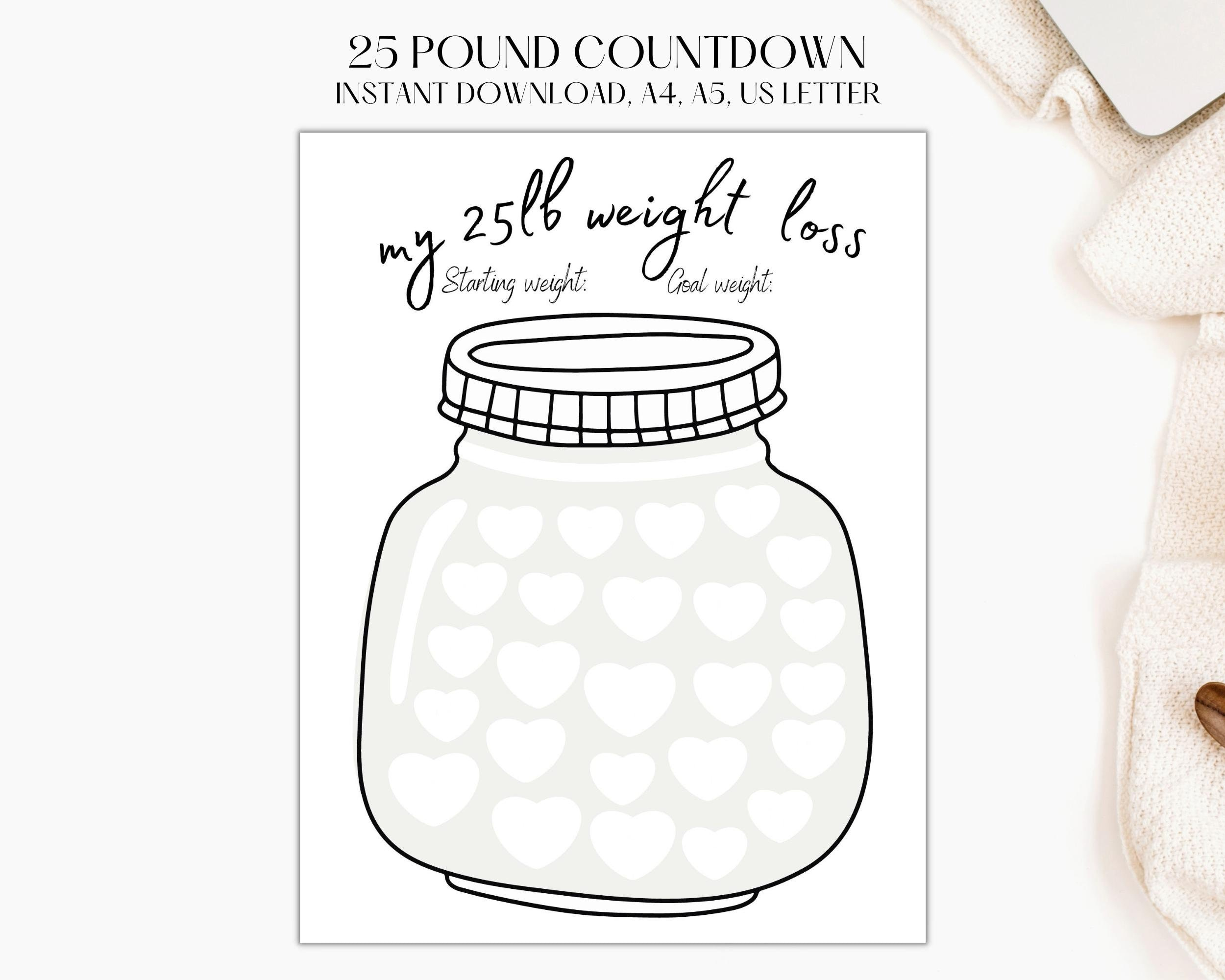 25 Lb Weight Loss Tracker Jar, Printable To Help You Track Weight in Mason Jar Weight Loss Tracker Printable