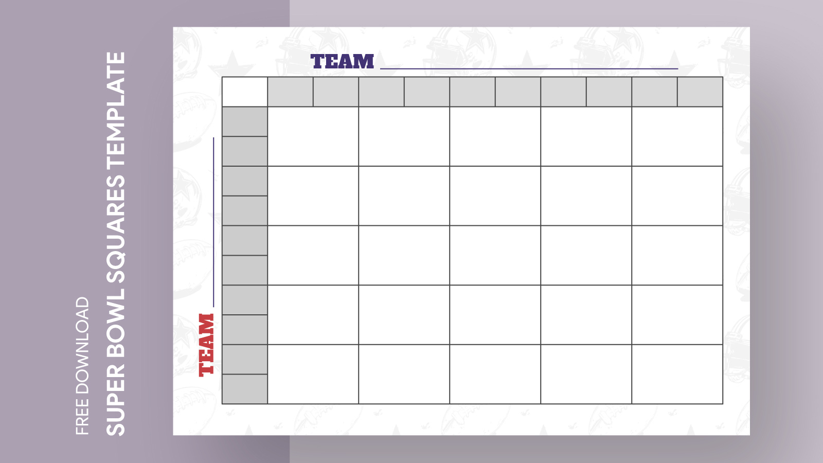25 Square Football Grid Free Google Docs Template - Gdoc.io within Super Bowl Board Printable 25 Squares