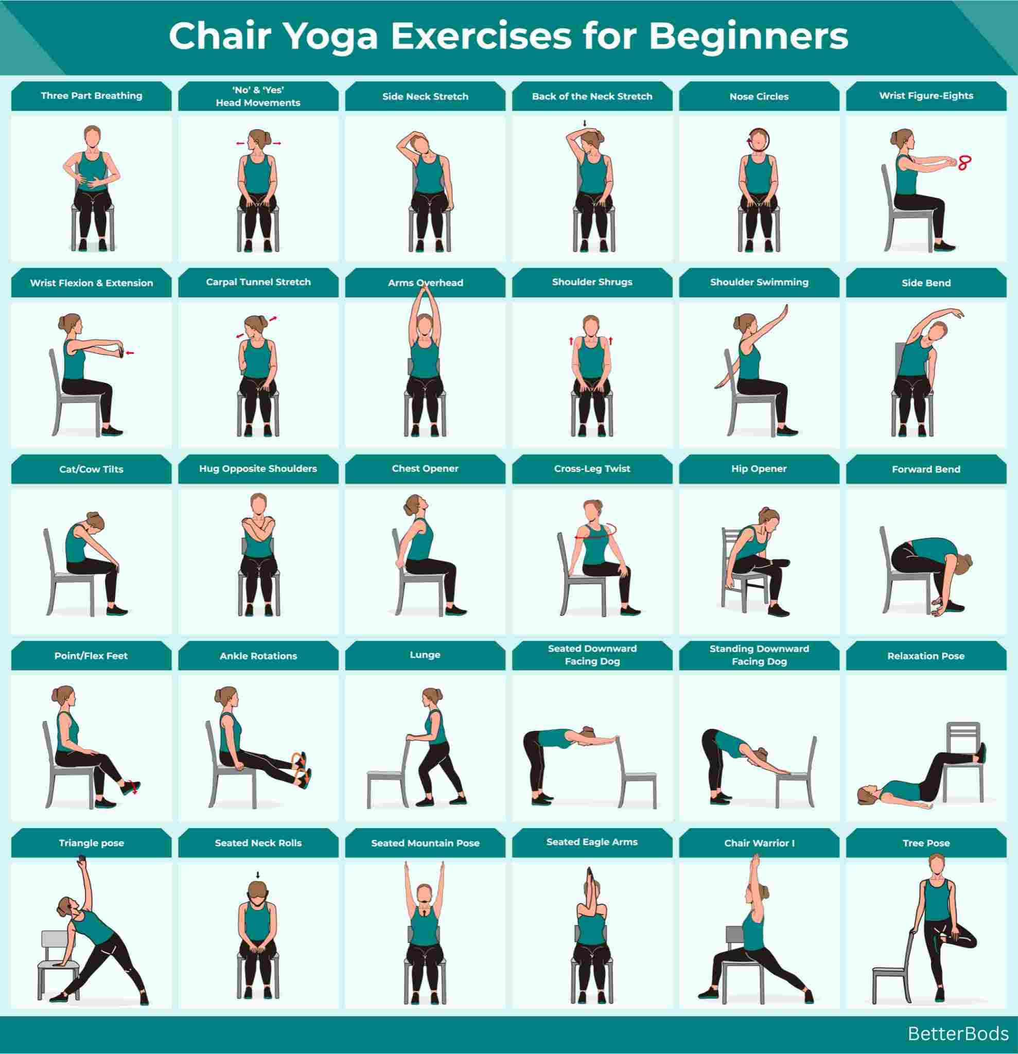 25 Video Chair Yoga Poses For Beginners Seniors Balance 30 Day in Printable Chair Yoga Poses