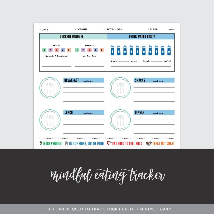 2B Mindset Food Tracker - Etsy for 2b Mindset Tracker Printable