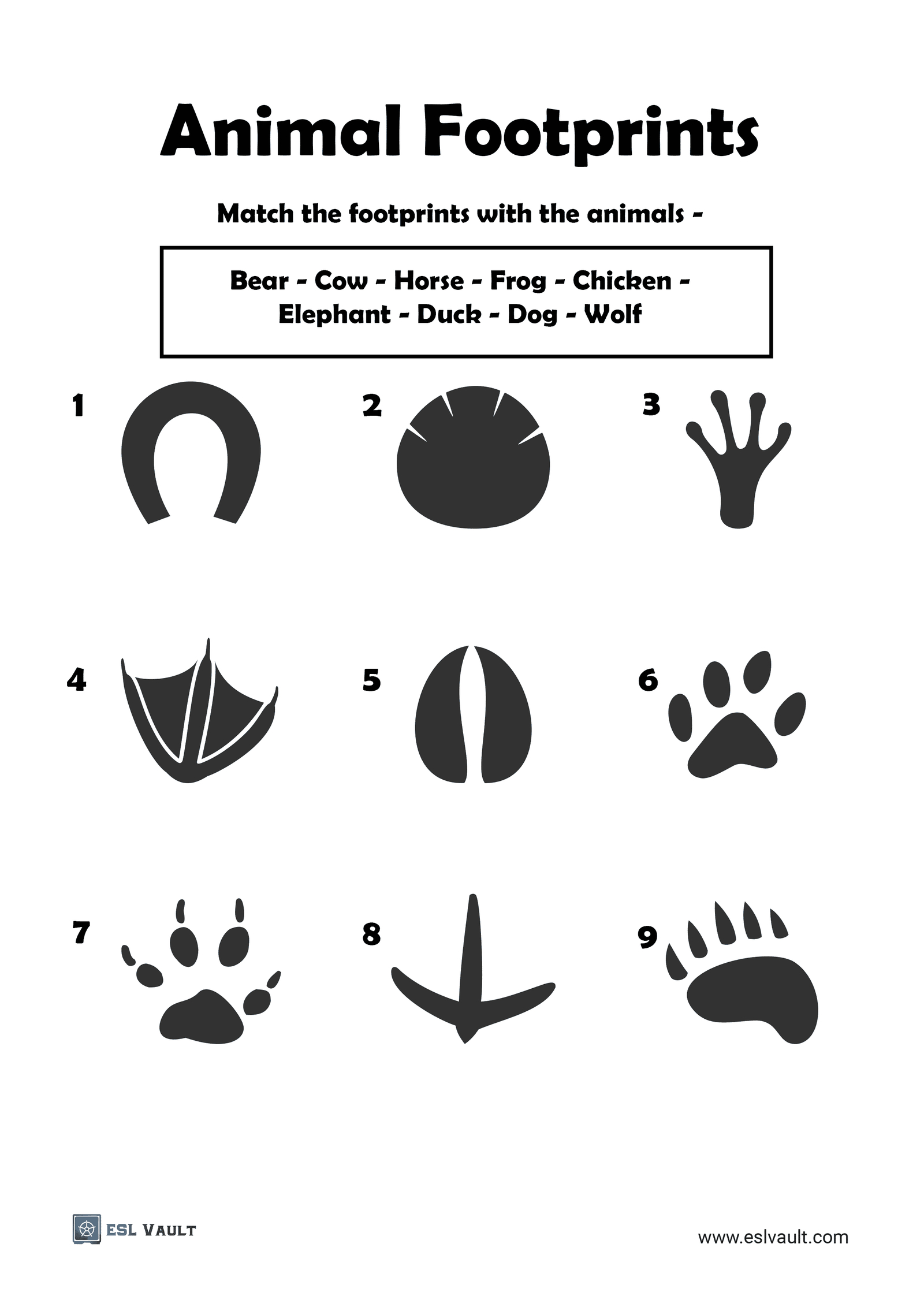 3 Animal Footprints Worksheets - Esl Vault within Animal Tracks Printable Worksheets