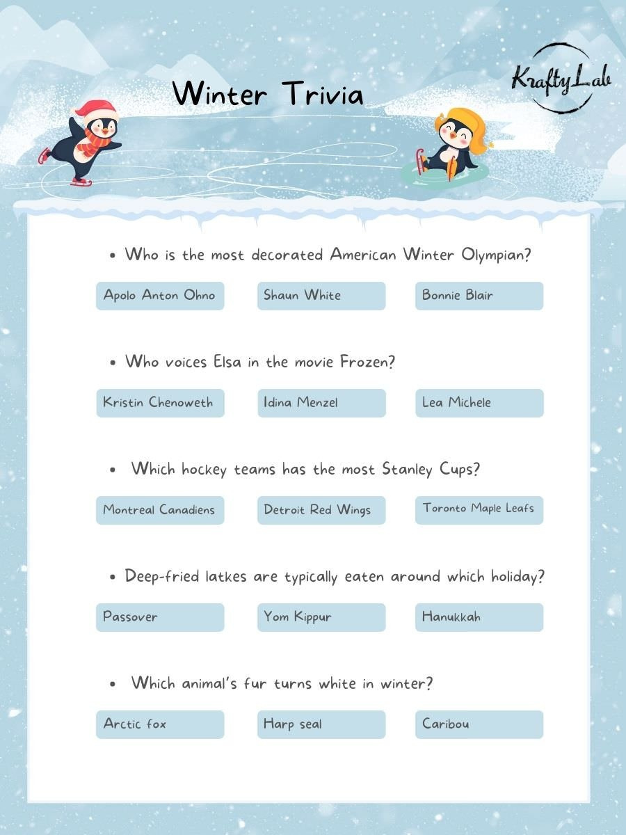 30+ Fun Winter Trivia Questions And Answers For Work throughout General Knowledge Winter Trivia Questions And Answers Printable