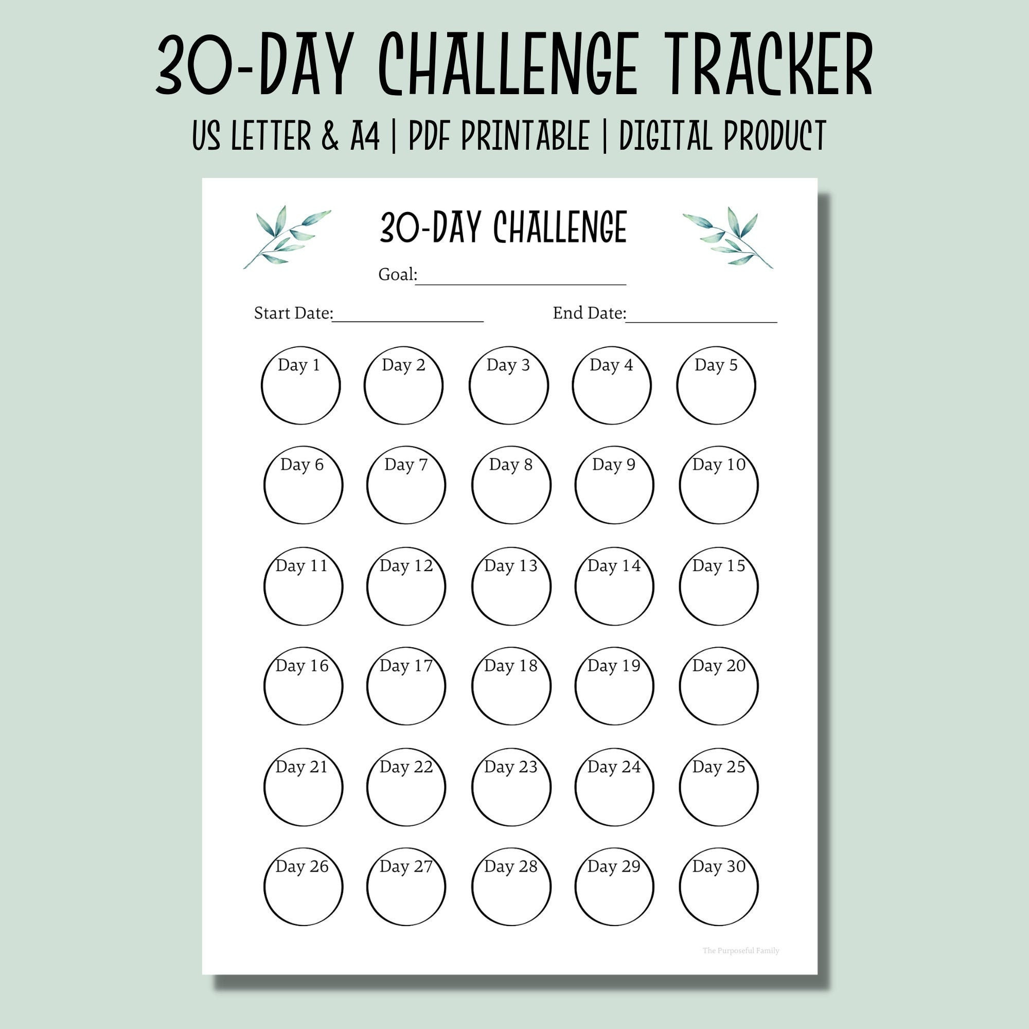 30 Tage Challenge Tracker Printable | Druckbarer Habit Tracker pertaining to 30 Day Tracker Printable
