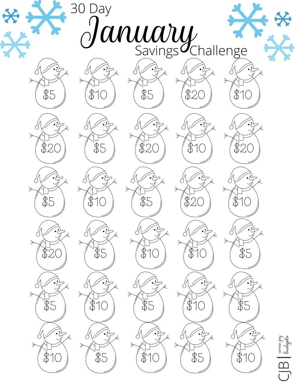 30-Tage-Januar-Spar-Challenge, Druckbares Ziel Und Anleitung,  Geld-Challenge, Budget-Tracker, Dave Ramsey, Winter-Spar-Challenge with January Savings Challenge Printable
