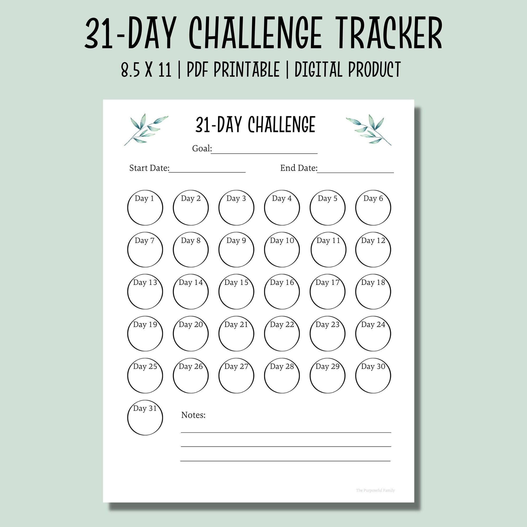 31 Tage Challenge Tracker Printable | Habit Tracker with regard to 31 Day Habit Tracker Printable