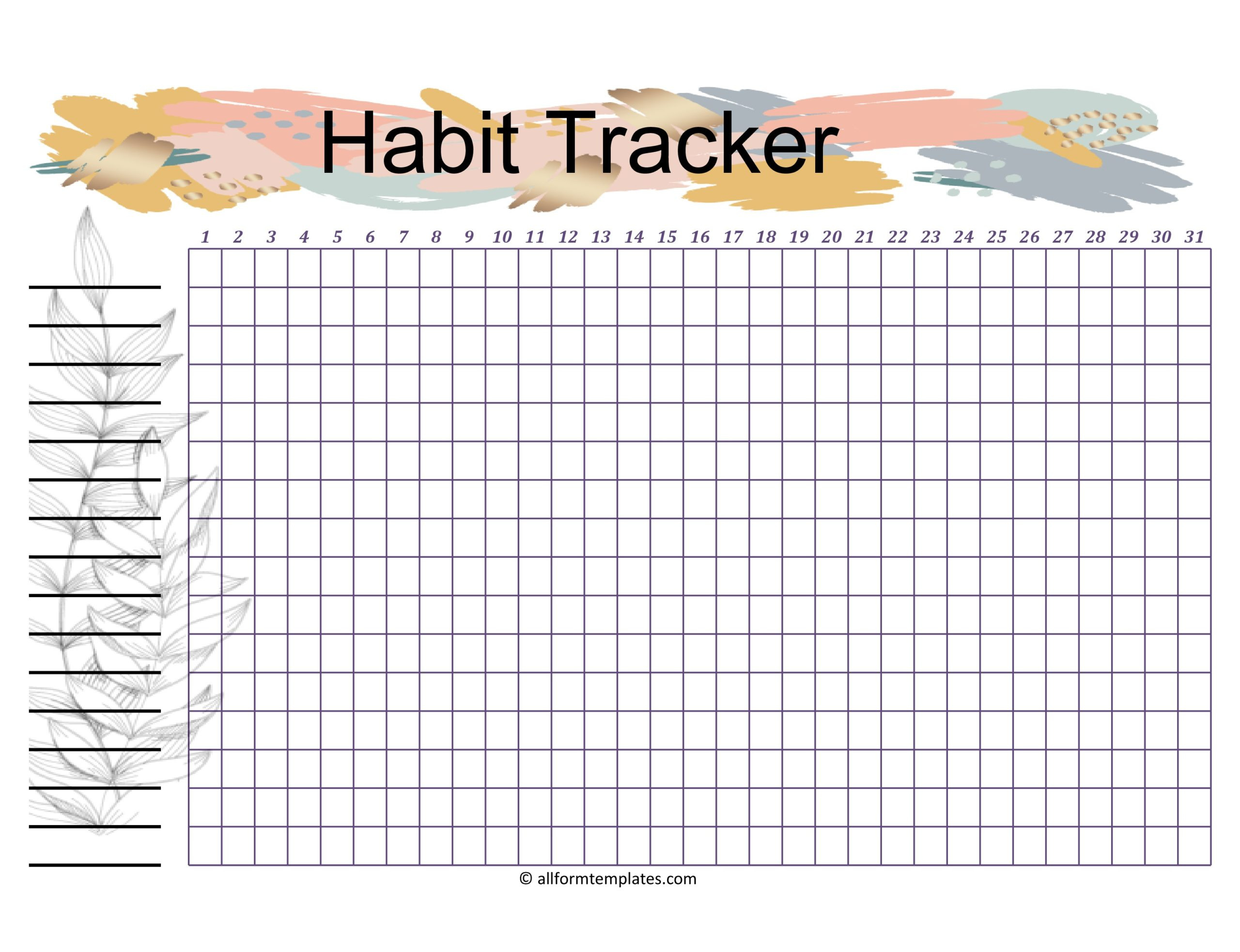 39 Free Habit Tracker Templates [Daily, Weekly, Monthly] ᐅ for Blank Habit Tracker Printable