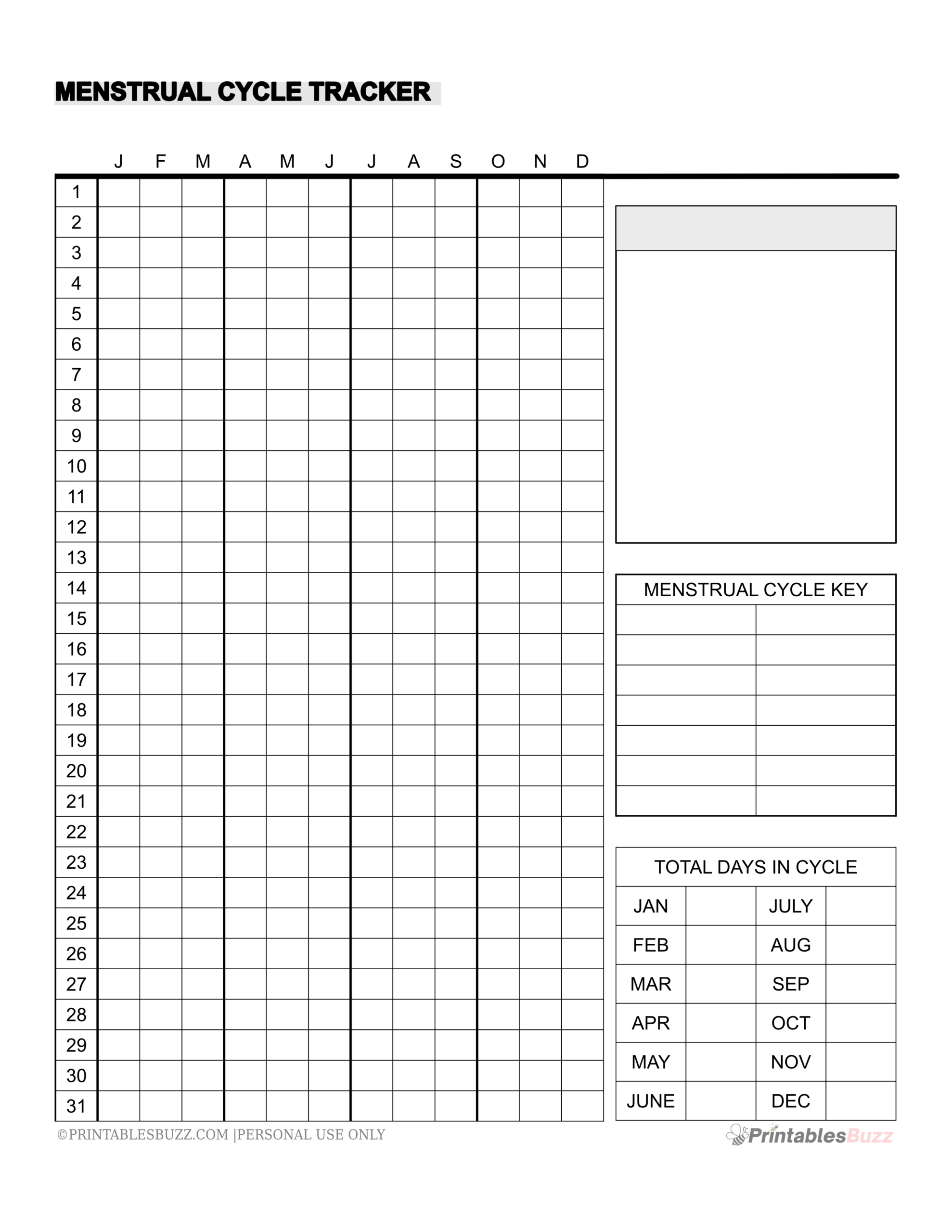 4 Free Printable Menstrual Cycle Trackers — Printablesbuzz with regard to Period Tracking Calendar Printable