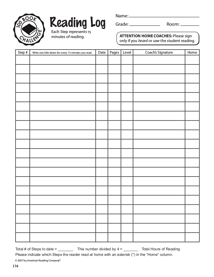 48+ Printable Reading Log Examples To Download for Reading Log 100 Book Challenge Printable