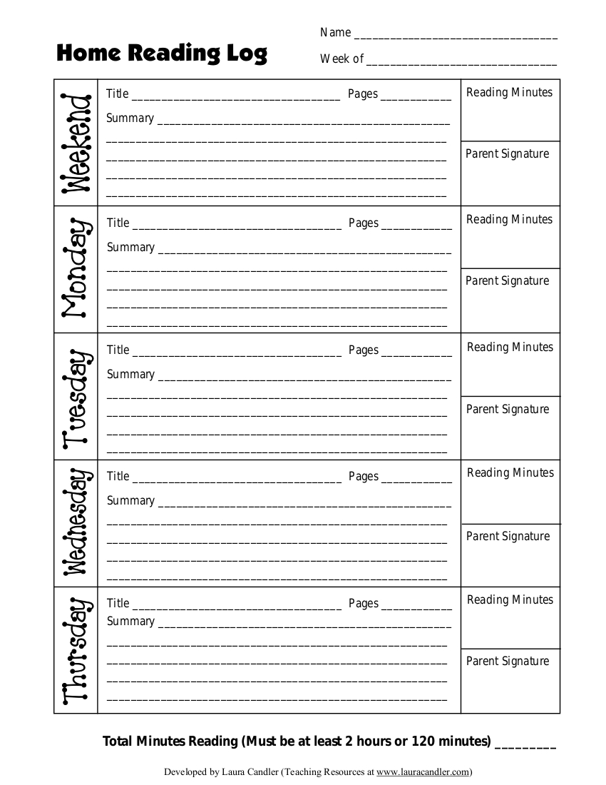 48+ Printable Reading Log Examples To Download with regard to Printable Reading Log with Summary