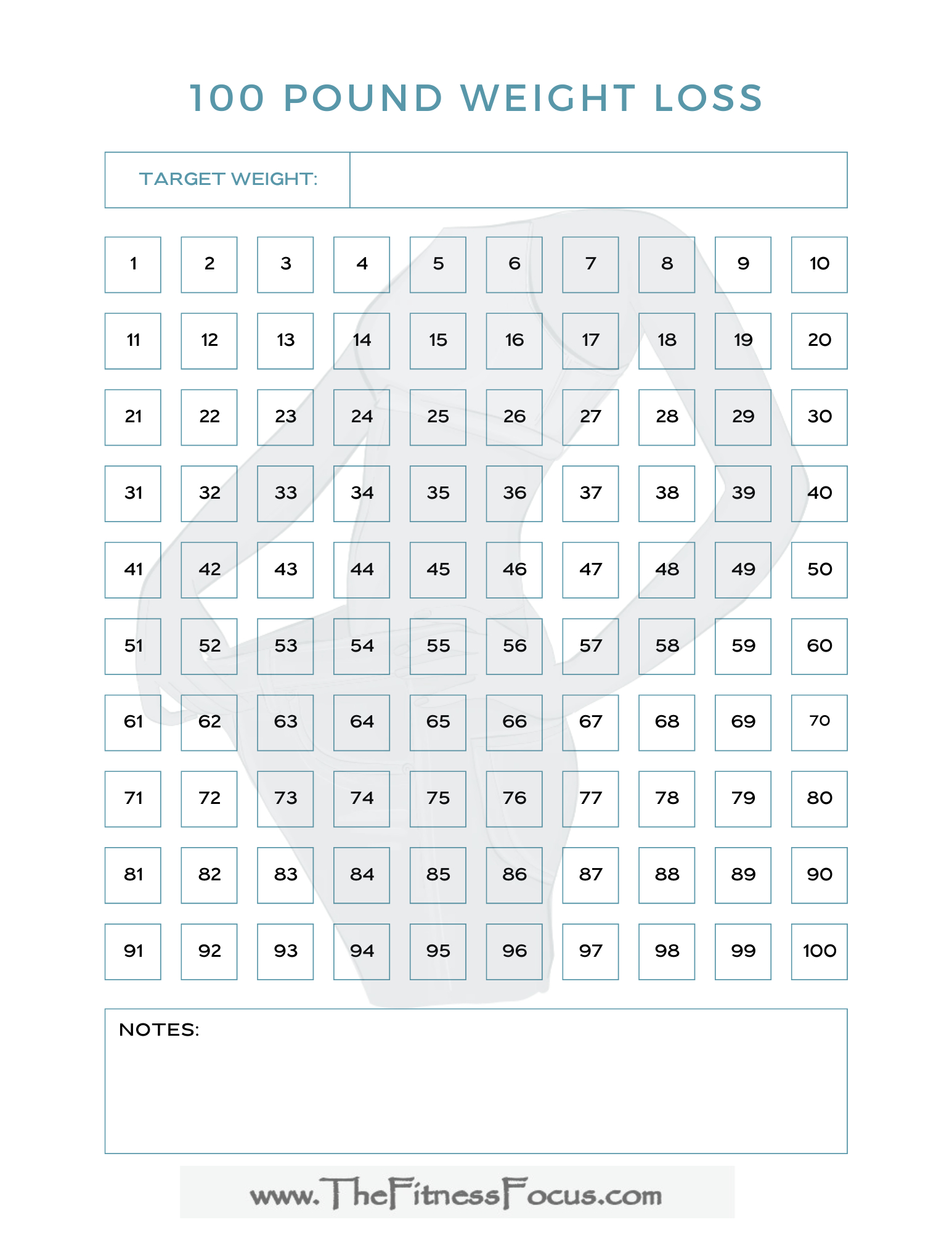 5 Free Printable Weight Loss Trackers To Motivate You To Reach within 100 Pound Weight Loss Tracker Printable