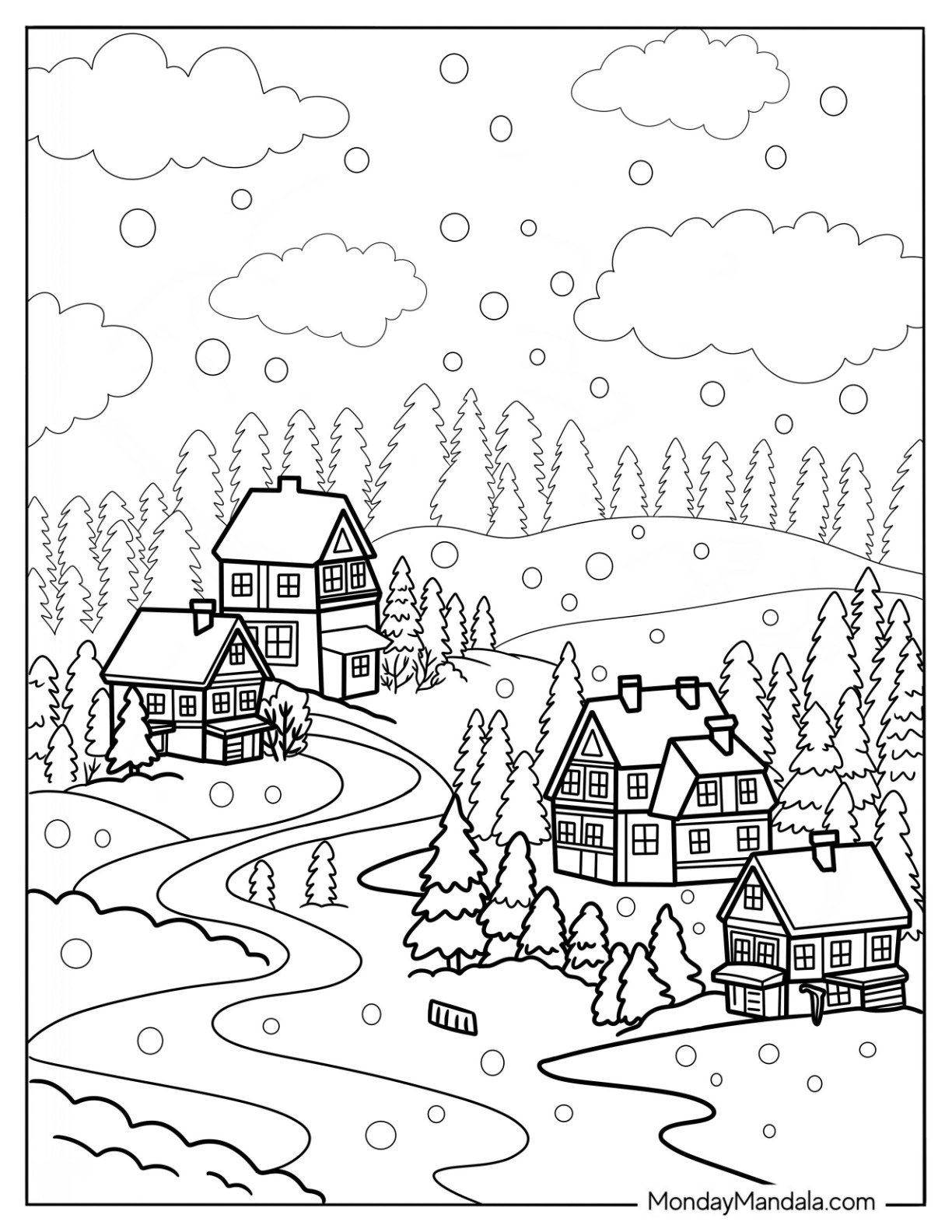 60 Winter Coloring Pages (Free Pdf Printables) for Free Printable Coloring Pages Winter Scenes