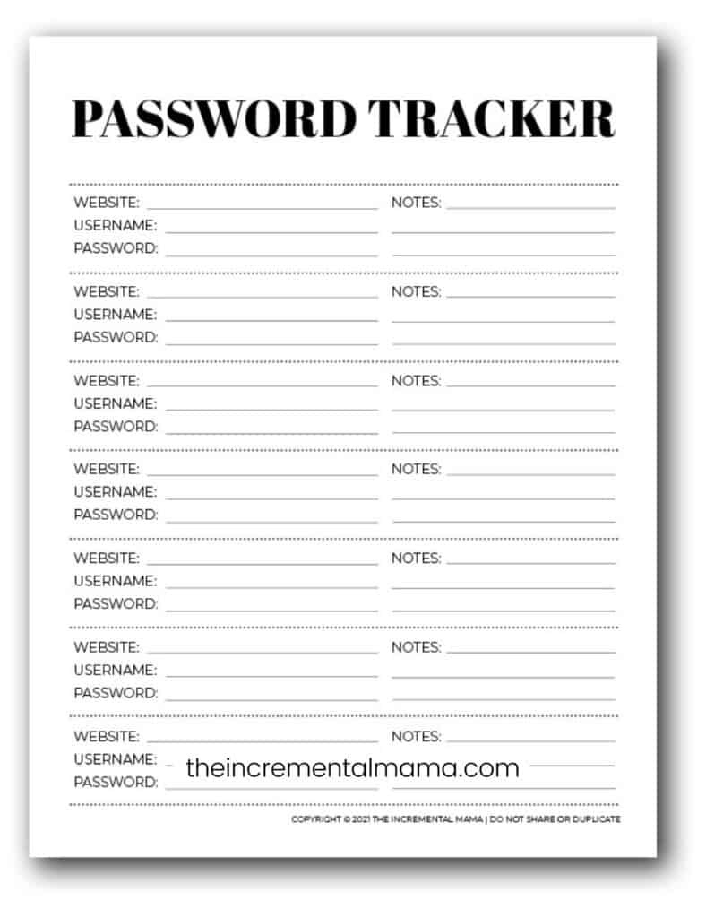 7 Free Printable Password Keeper Printables To Download Instantly throughout Password Tracker Template Printable
