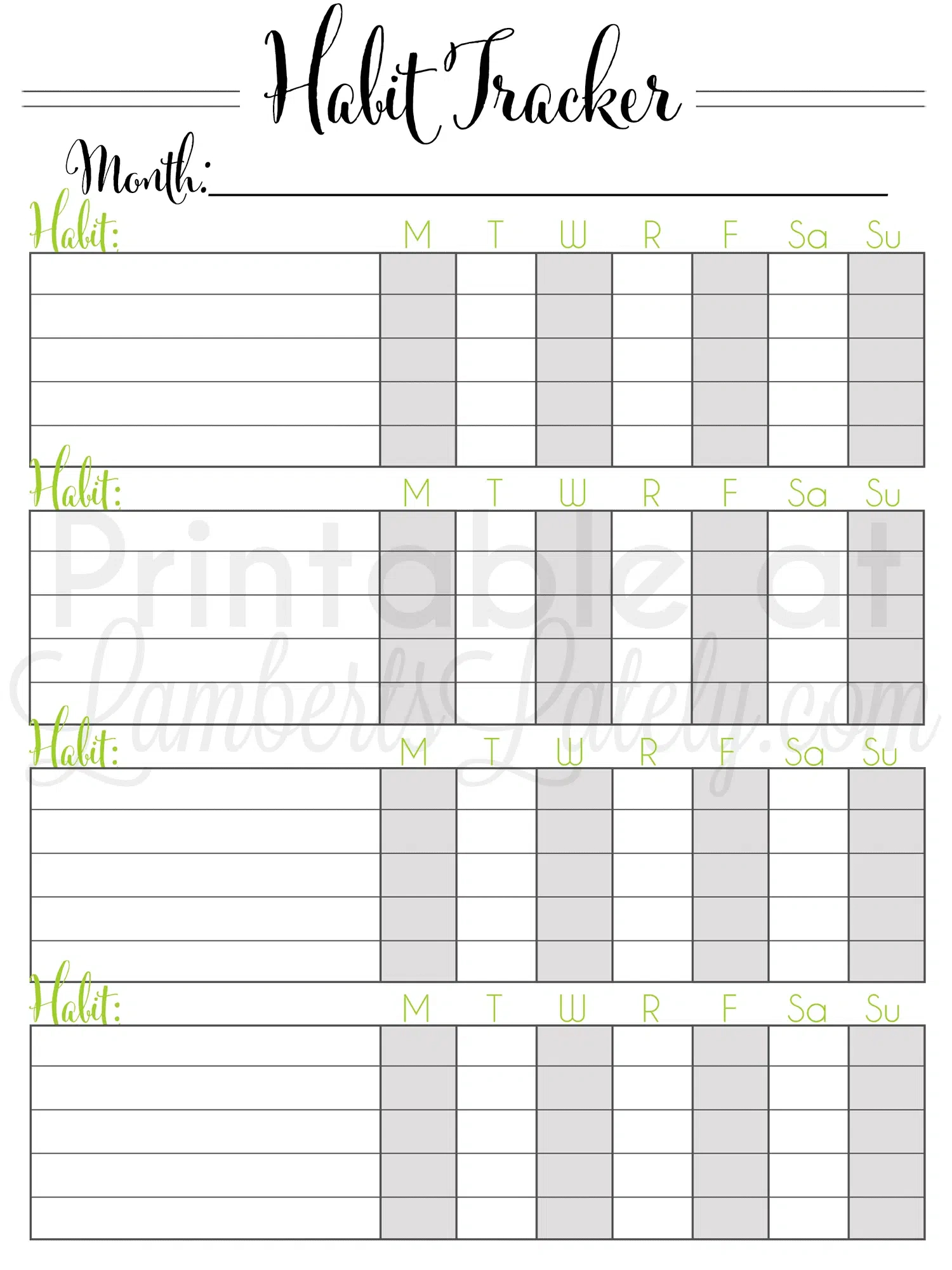 72 Free (Editable!) Habit Tracker Printables | Lamberts Lately in Free Printable Weekly Habit Tracker
