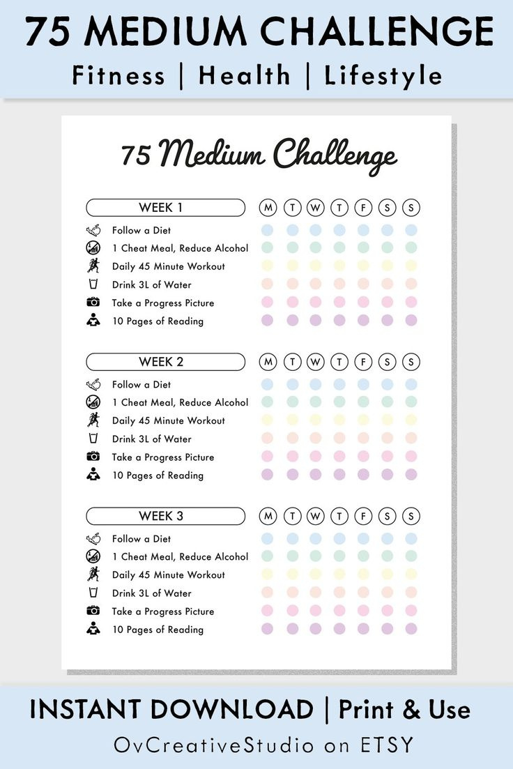 75 Medium Challenge Pdf, 75 Medium Rules, Meal, Workout, Bullet throughout Printable 75 Medium Challenge Tracker