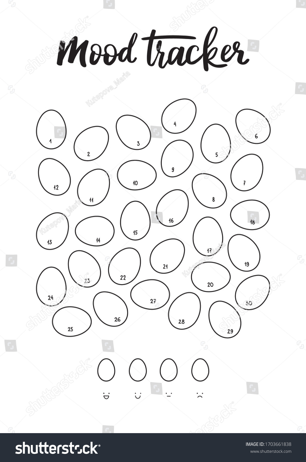 A4 Print Mood Tracker April Easter Stock Vector (Royalty Free intended for April Mood Tracker Printable