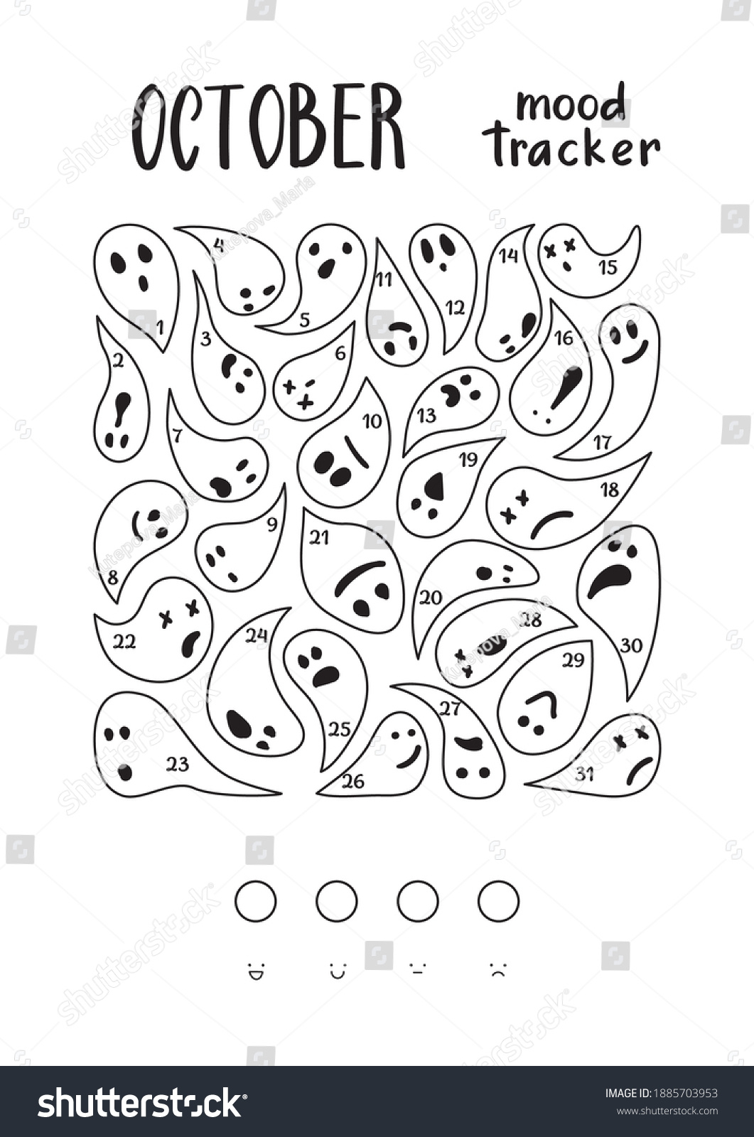 A4 Print Mood Tracker October Cute Stock Vector (Royalty Free with October Mood Tracker Printable