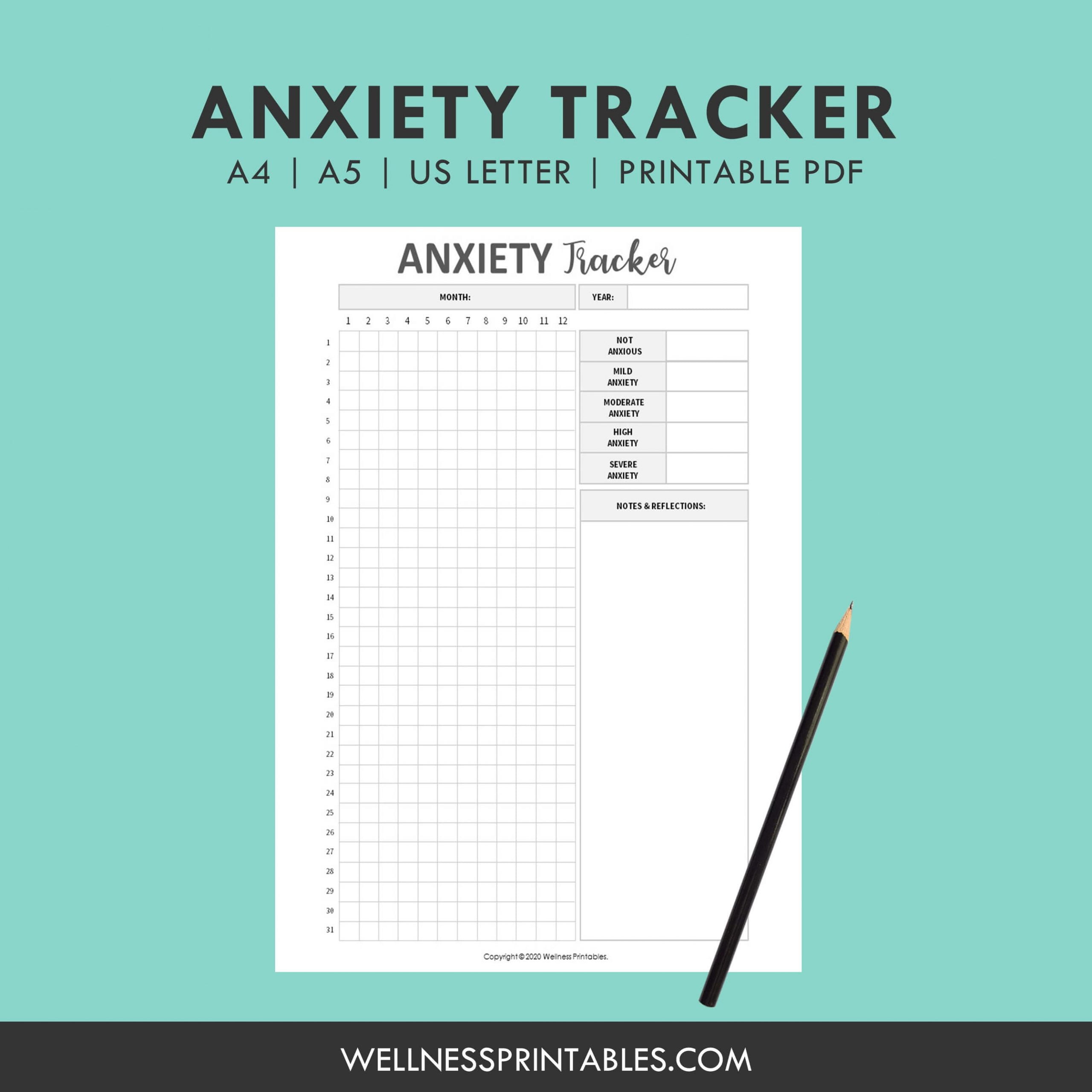 Anxiety Tracker Printable Planner Inserts - Wellness Printables inside Free Anxiety Tracker Printable