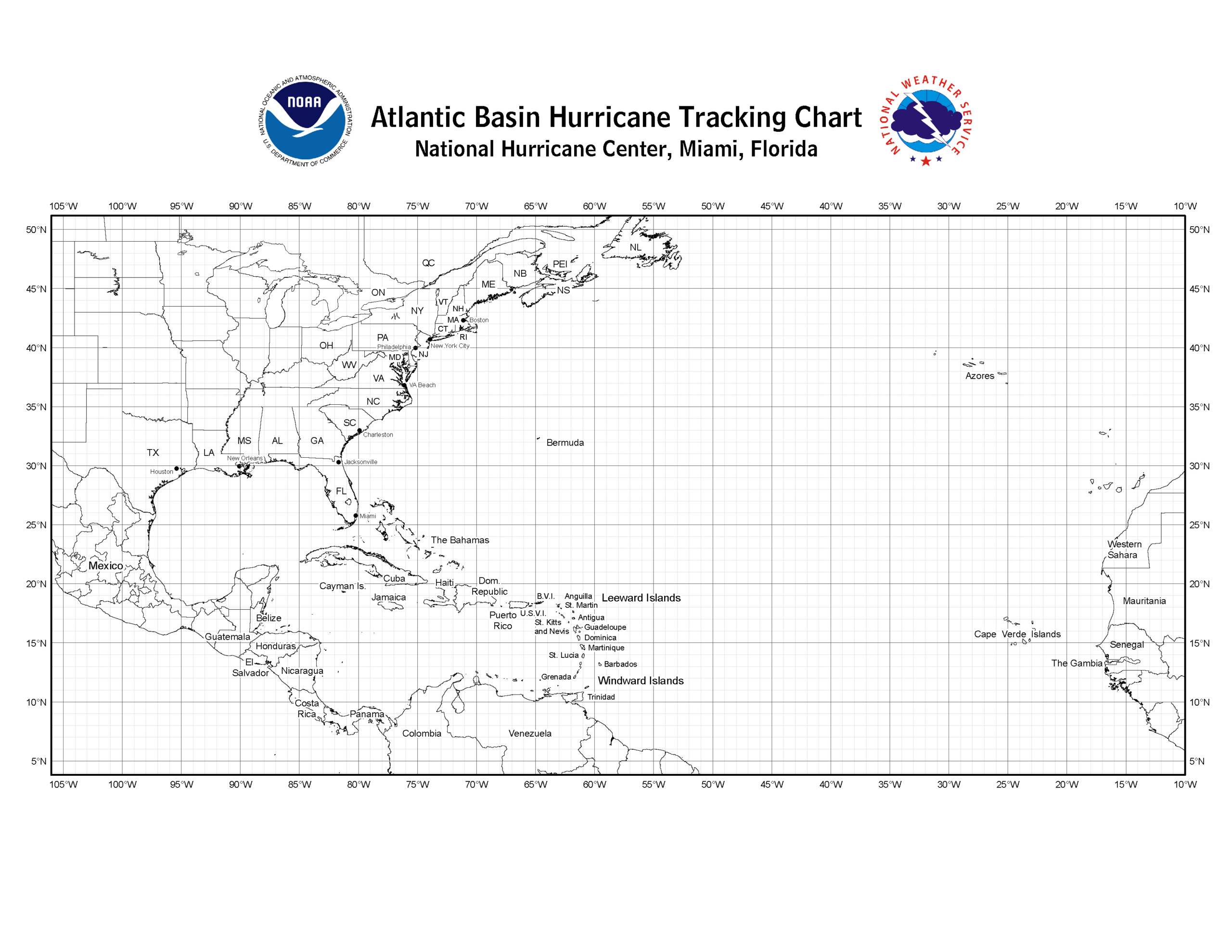 Atlantic And Eastern Pacific Hurricane Tracking Charts in Free Printable Hurricane Tracking Map
