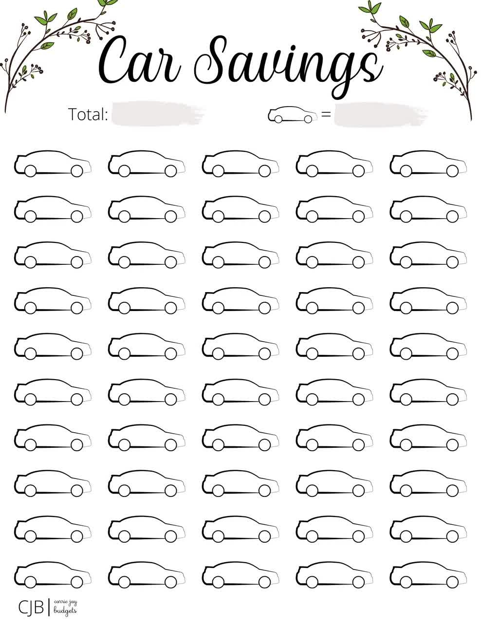 Auto-Spar-Challenge Printable, Budget Tracker (Digitaler Download) within Car Savings Tracker Printable