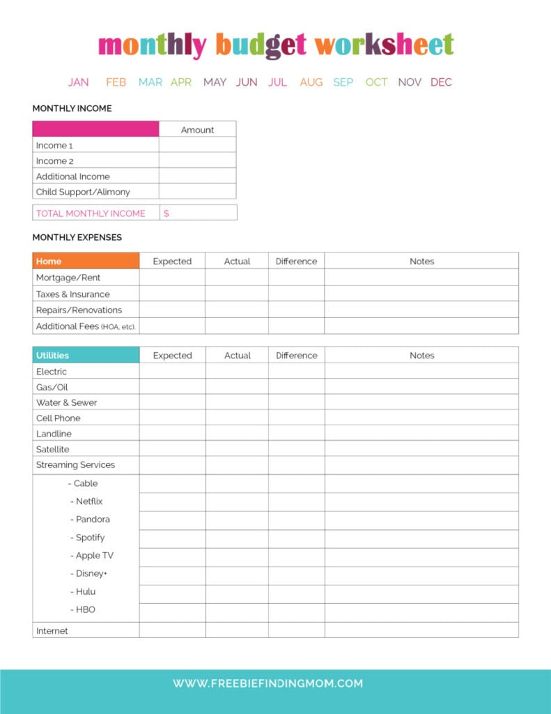 Best Budget Tracker Template Printable with Printable Budget and Expense Tracking Worksheet
