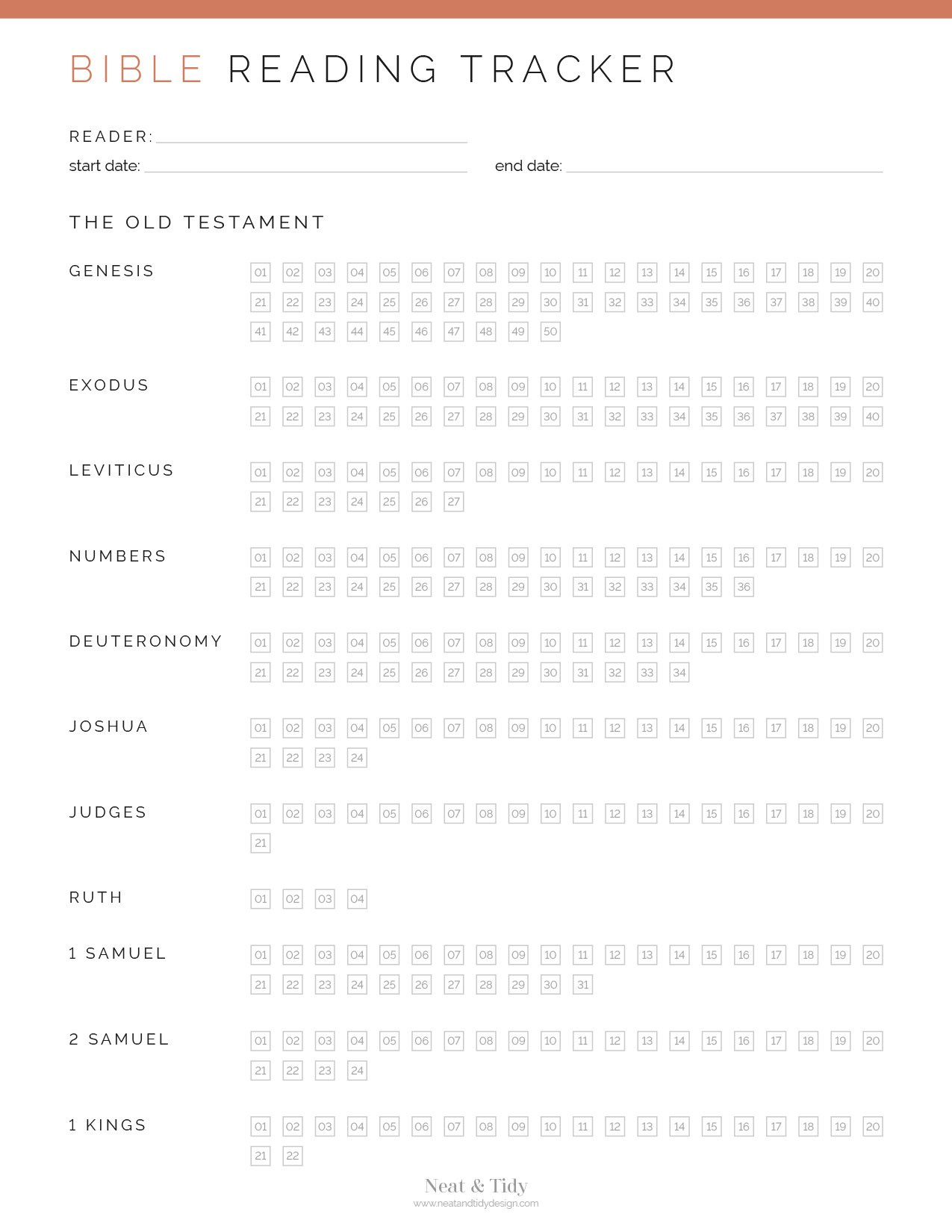 Bible Reading Tracker - Neat And Tidy Design throughout Bible Reading Tracker Printable