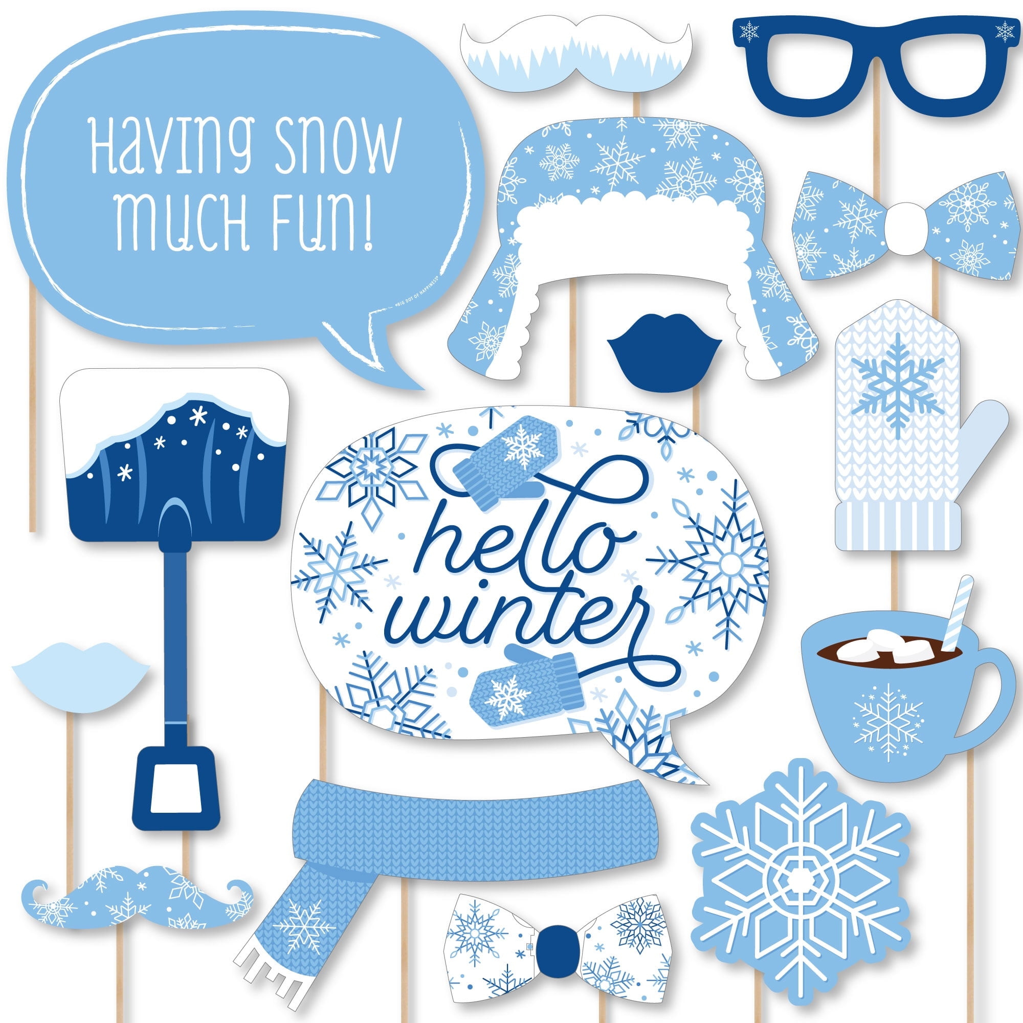 Big Dot Of Happiness Blue Snowflakes - Winter Holiday Party Photo inside Winter Photo Booth Props Printable