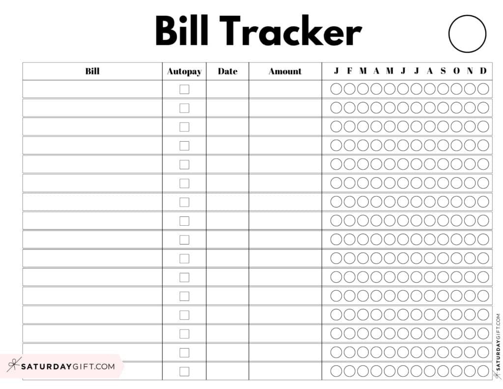 Bill Organizer Template - 39 Cute &amp;amp; Free Printable Bill Trackers intended for Free Printable Bill Tracker