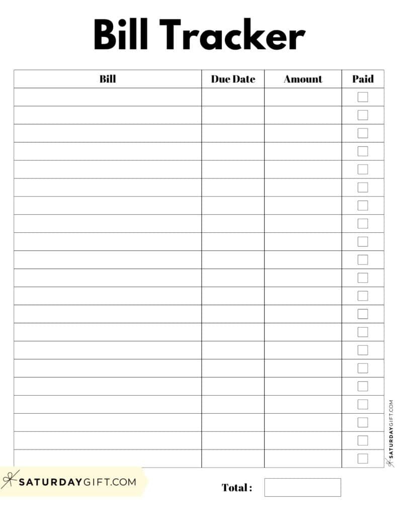 Bill Organizer Template - 39 Cute &amp;amp; Free Printable Bill Trackers pertaining to Yearly Bill Tracker Printable Free