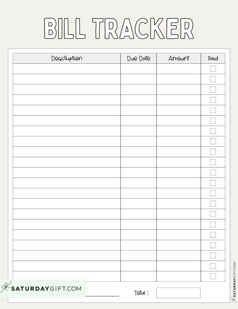 Bill Organizer Template - 39 Cute &amp;amp; Free Printable Bill Trackers throughout Pdf Free Printable Bill Tracker