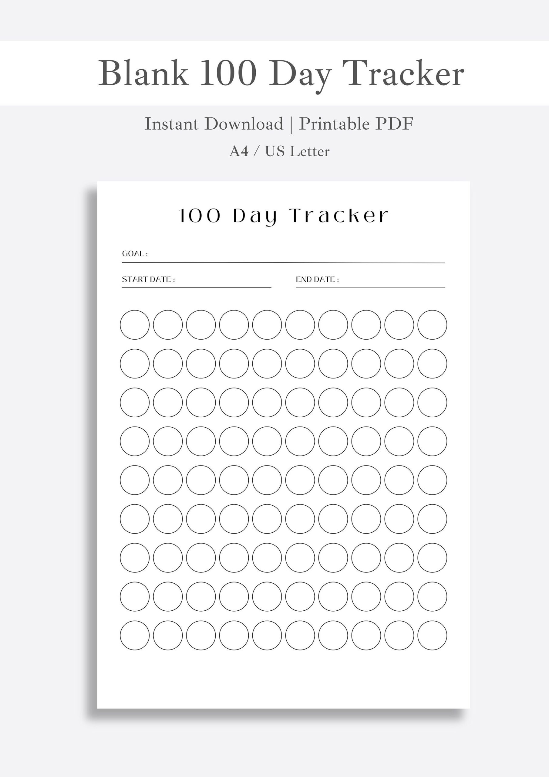 Blank 100 Tage Challenge Printable | 100 Tage Unnummerierter Habit within 100 Day Habit Tracker Printable