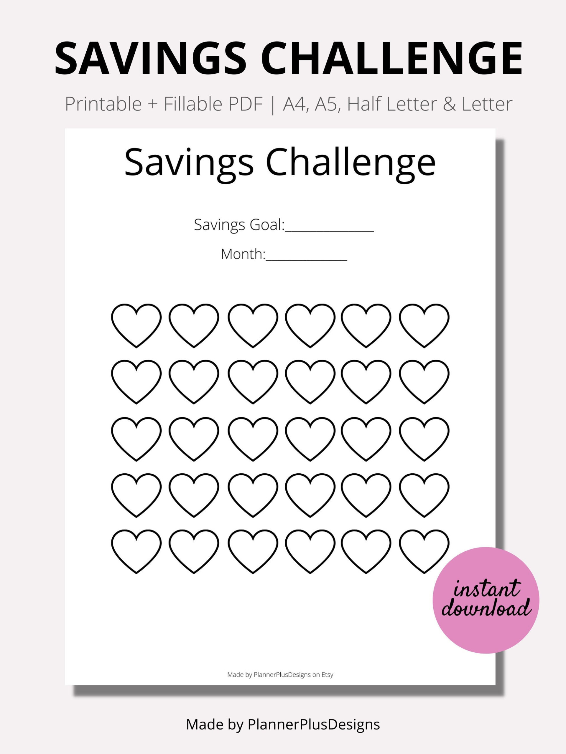 Blank Savings Challenge Printable, Savings Challenge Printable with regard to Blank Savings Tracker Printable