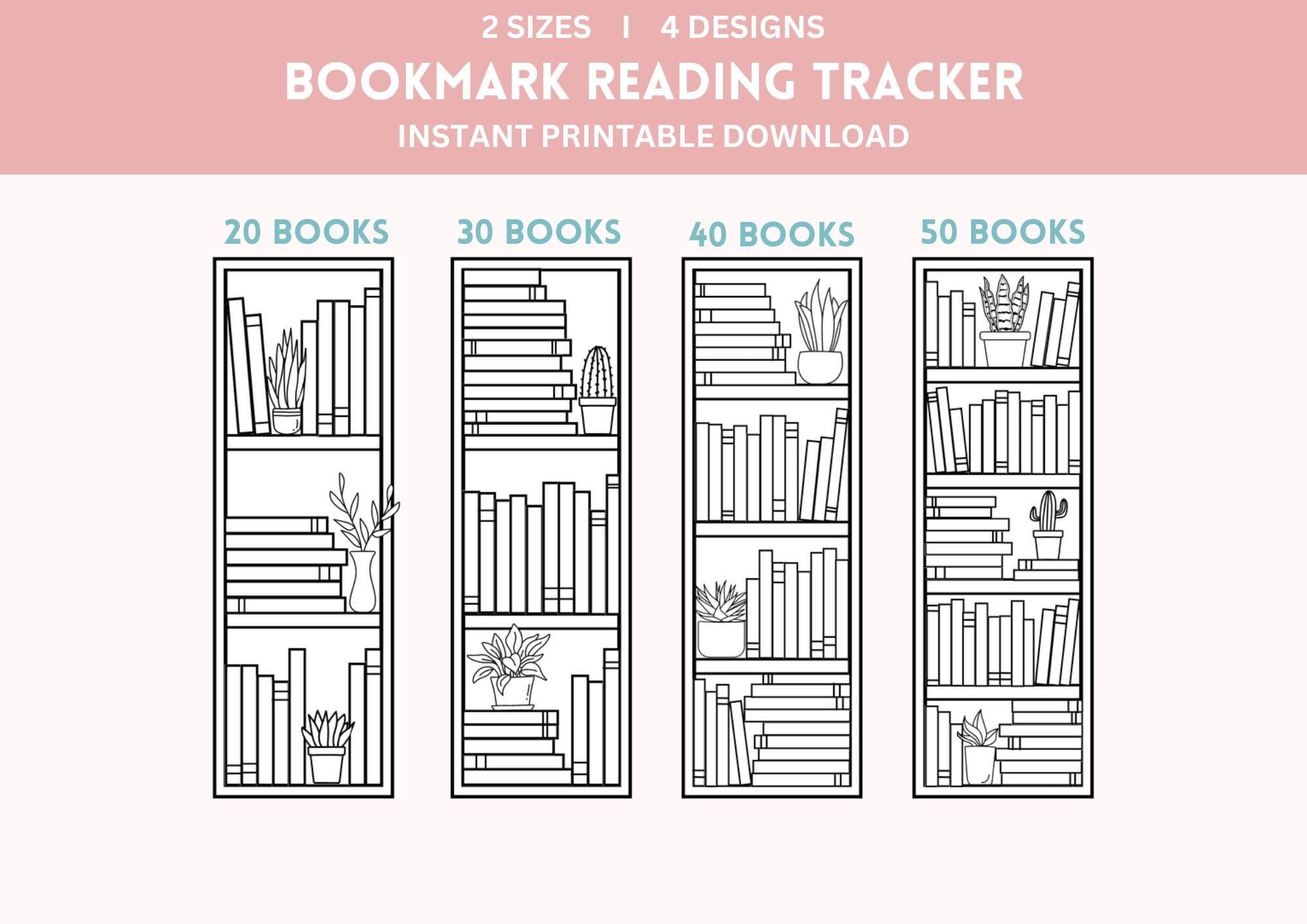 Bookshelf Reading Tracker Printable Bookmark, Instant Download Pdf inside Printable Book Tracker Bookmark
