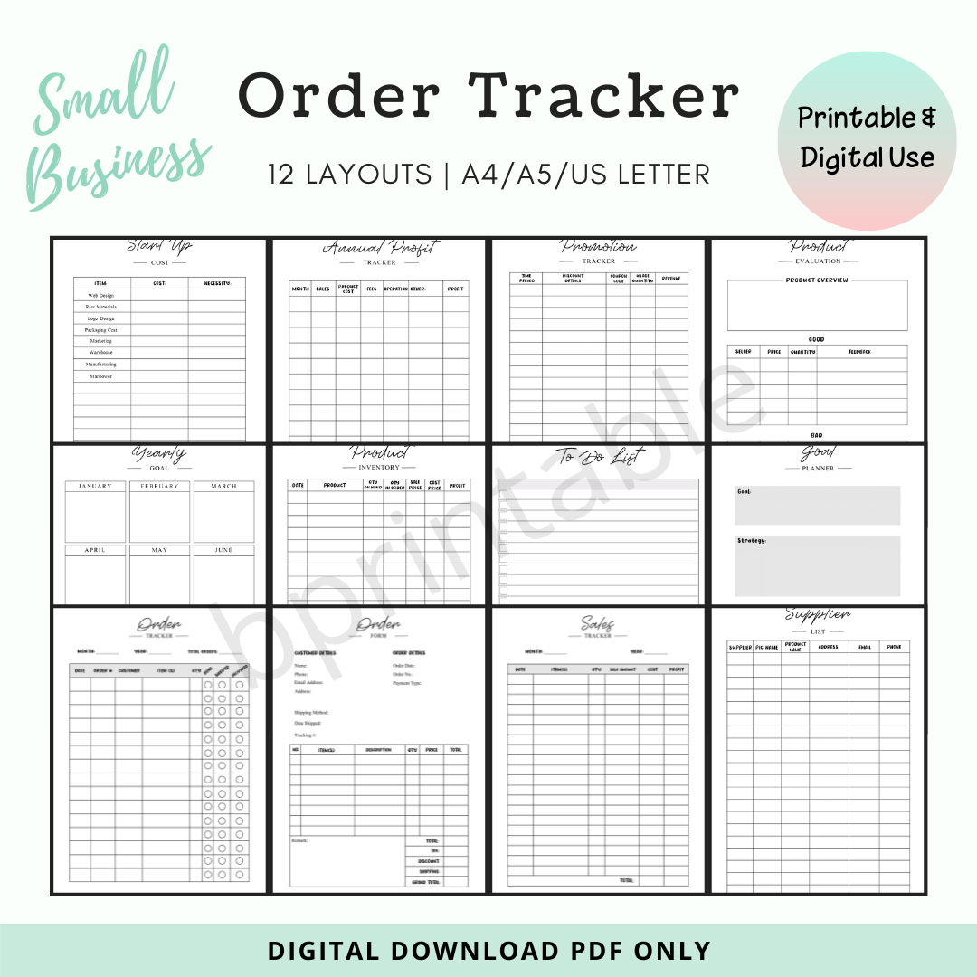 Business Order Tracker Template Planner within Small Business Free Printable Order Tracker