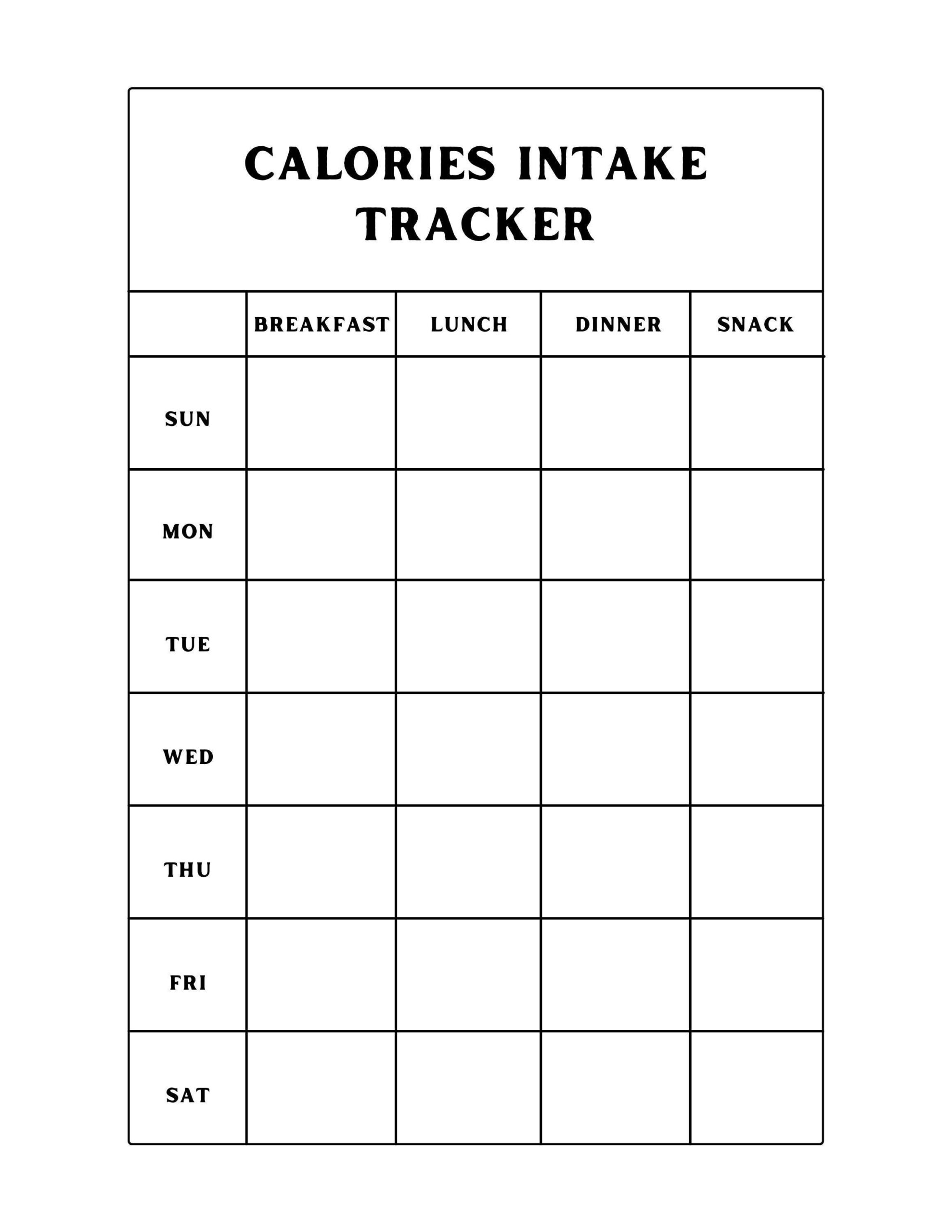 Calorie Intake Tracker Printable Pdf - Etsy.de throughout Weekly Calorie Tracker Printable