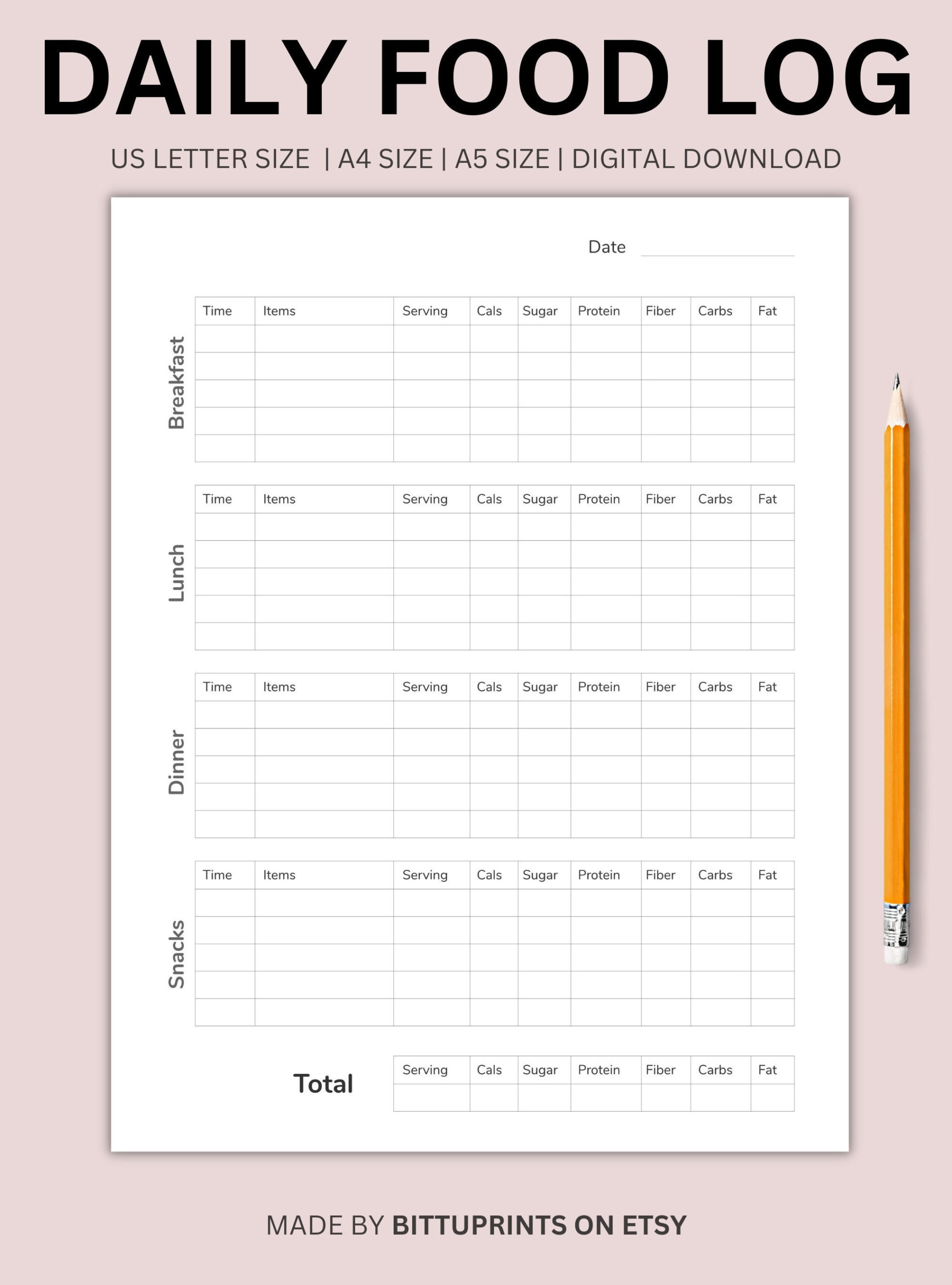 Challenge Accepted Fitness Planner Daily Food Log Journal inside Food Tracking Journal Printable