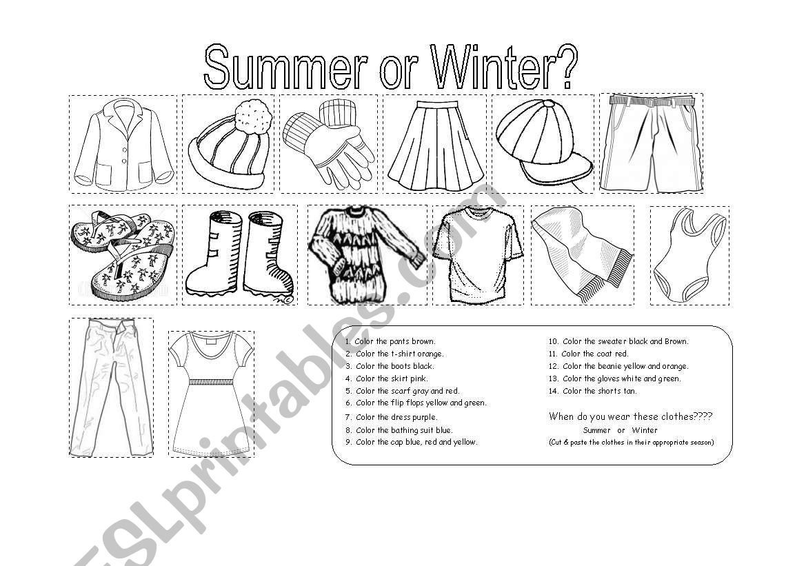 Clothes For Summer Or Winter? (2 Pages) - Esl Worksheetemilycalder pertaining to Printable Summer and Winter Clothes