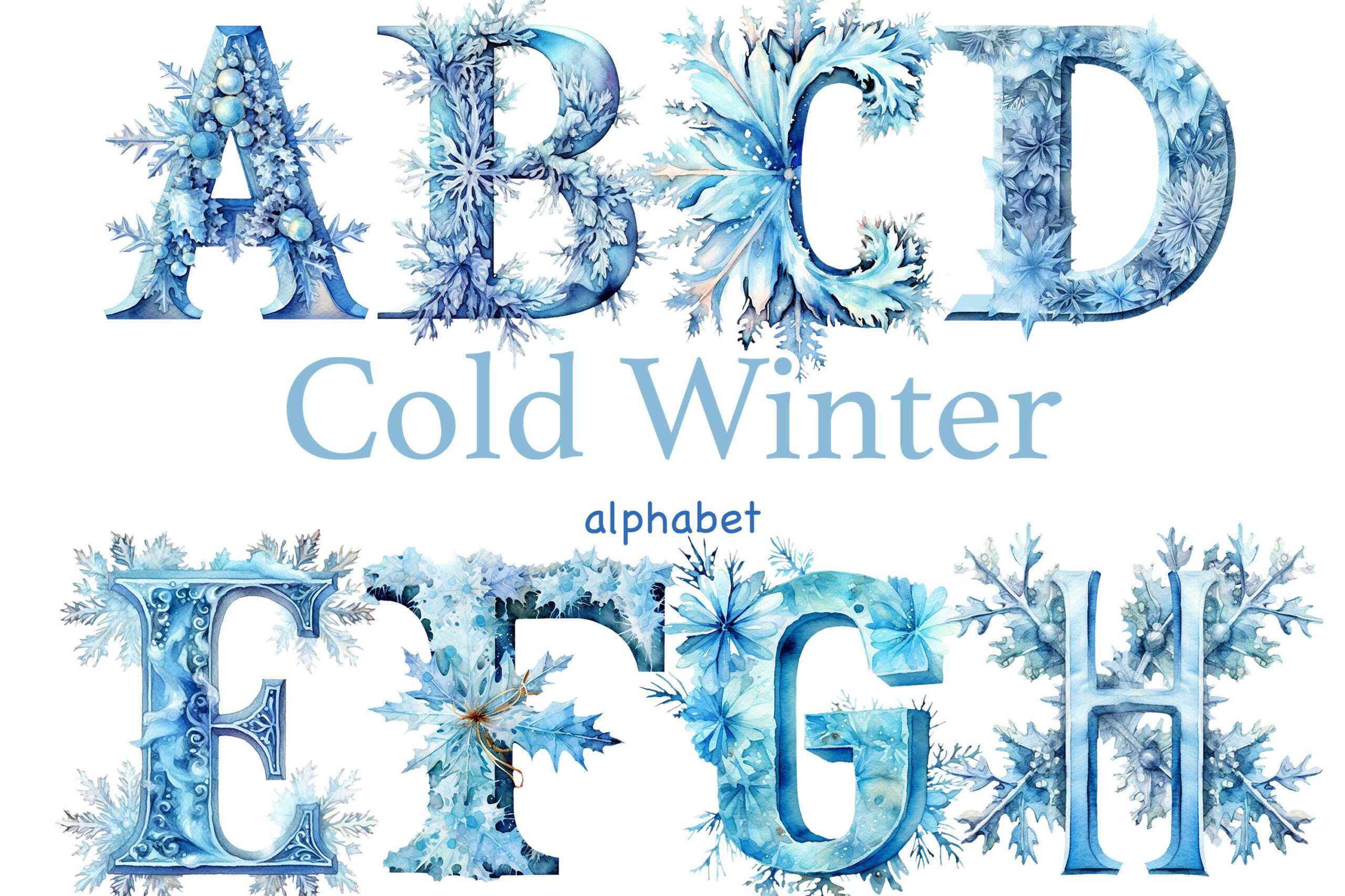 Cold Winter Alphabet Clipart | Invitation Wedding Alphabet for Printable Winter Alphabet Letters