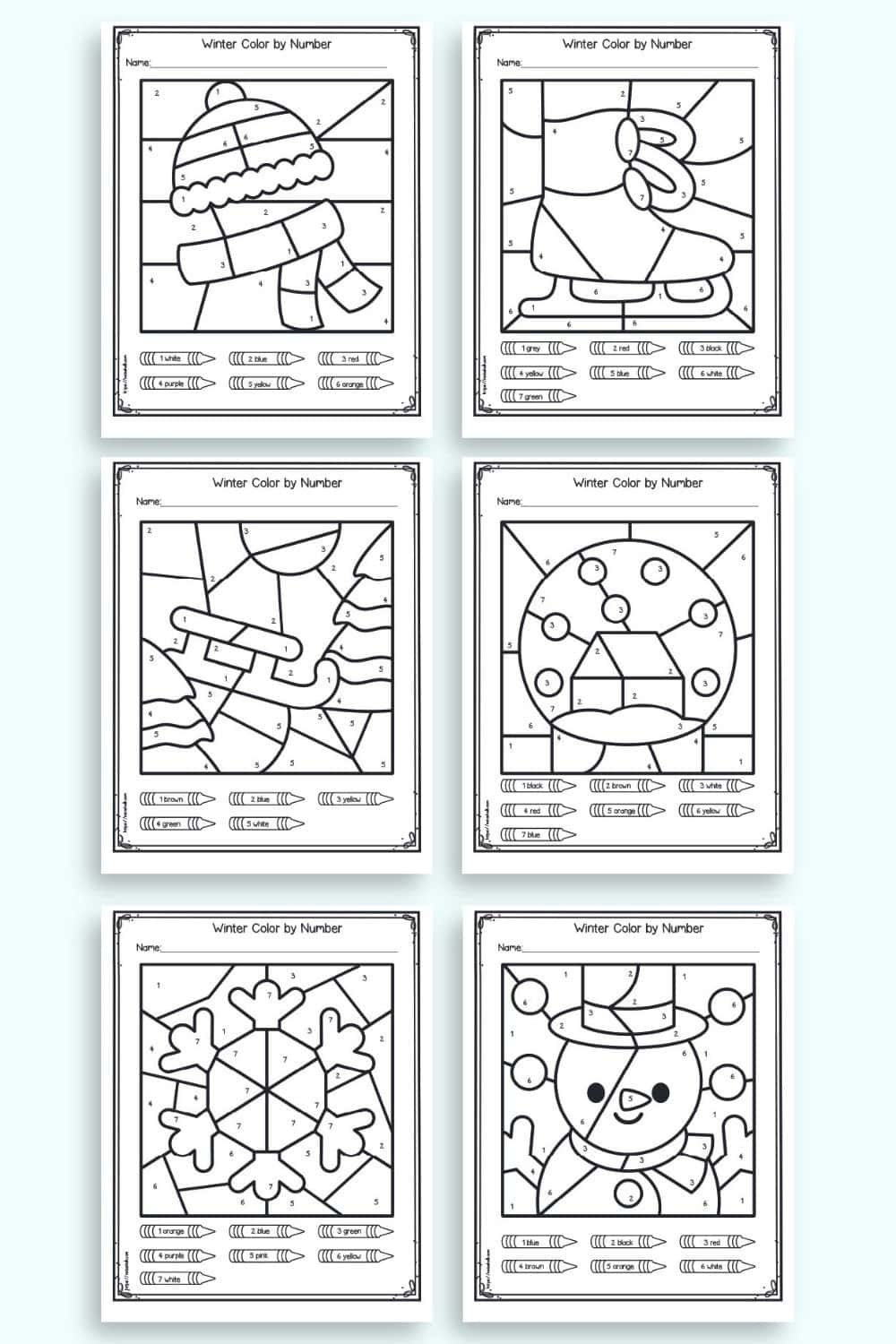 Colornumber Winter Worksheets - The Artisan Life with regard to Free Printable Winter Color By Number Pages