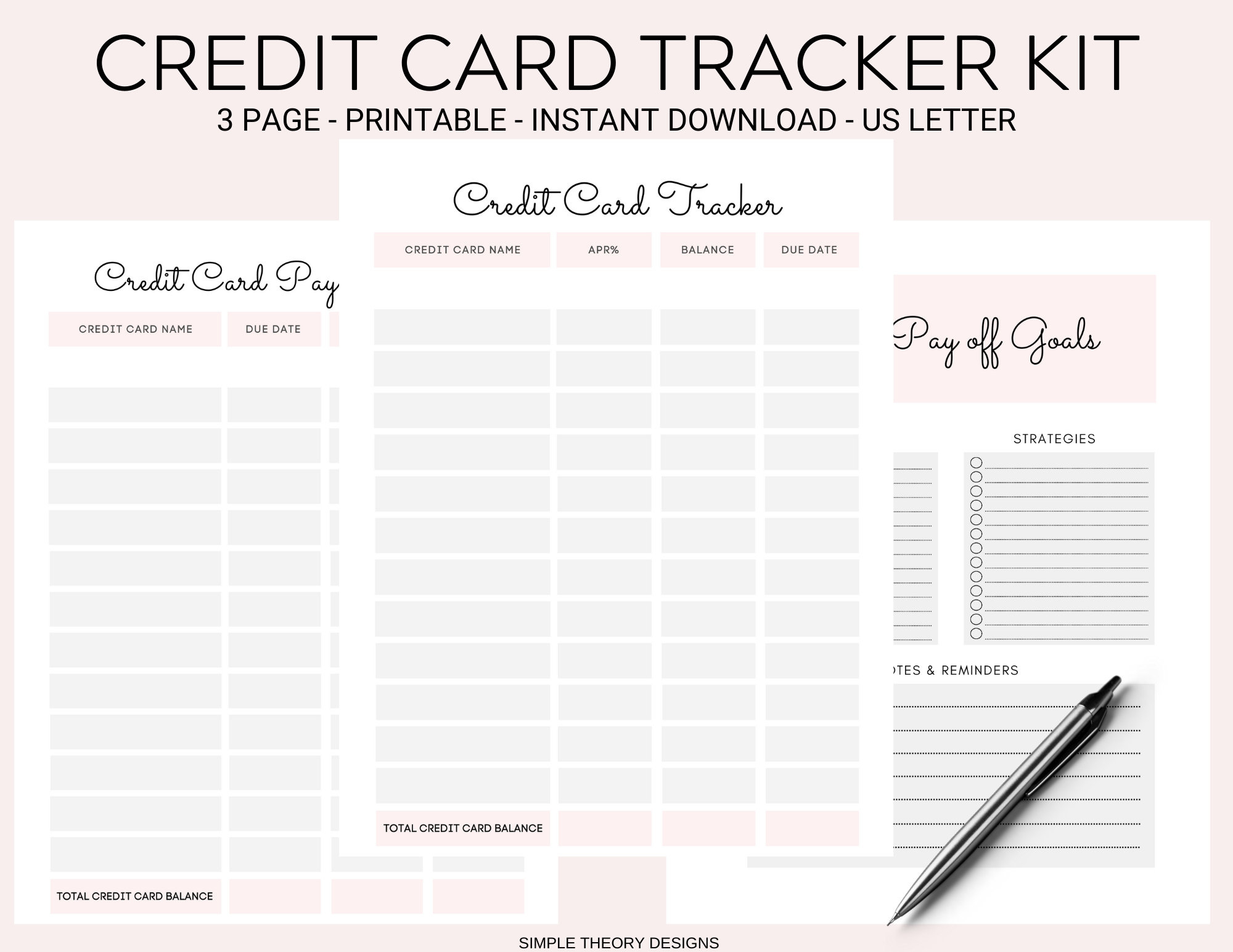 Credit Card Debt Payoff Tracker: Printable Kit (Pdf) - Etsy with regard to Credit Card Tracker Printable