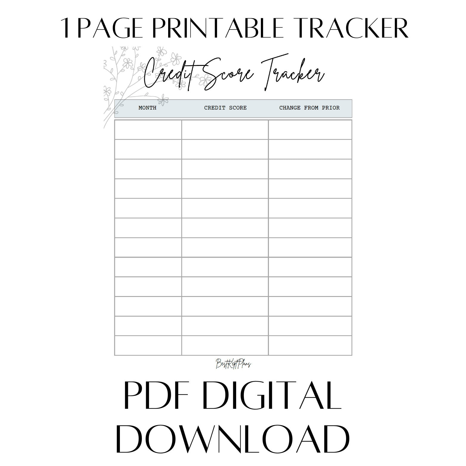 Credit Score Tracker (Printable) - Etsy throughout Credit Score Tracker Printable Free