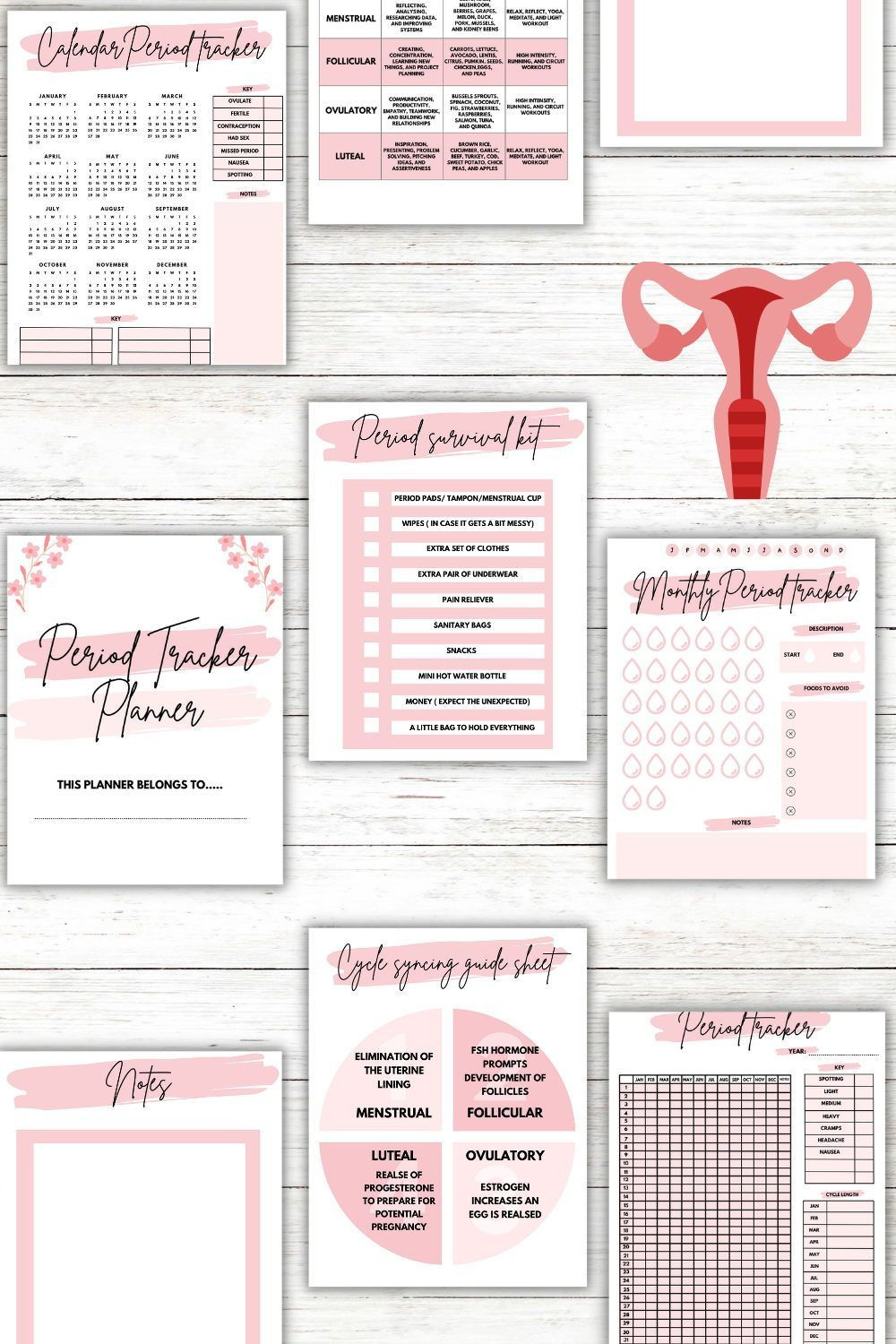 Cute Period Tracker Printable Planner Stickers in Cute Period Tracker Printable