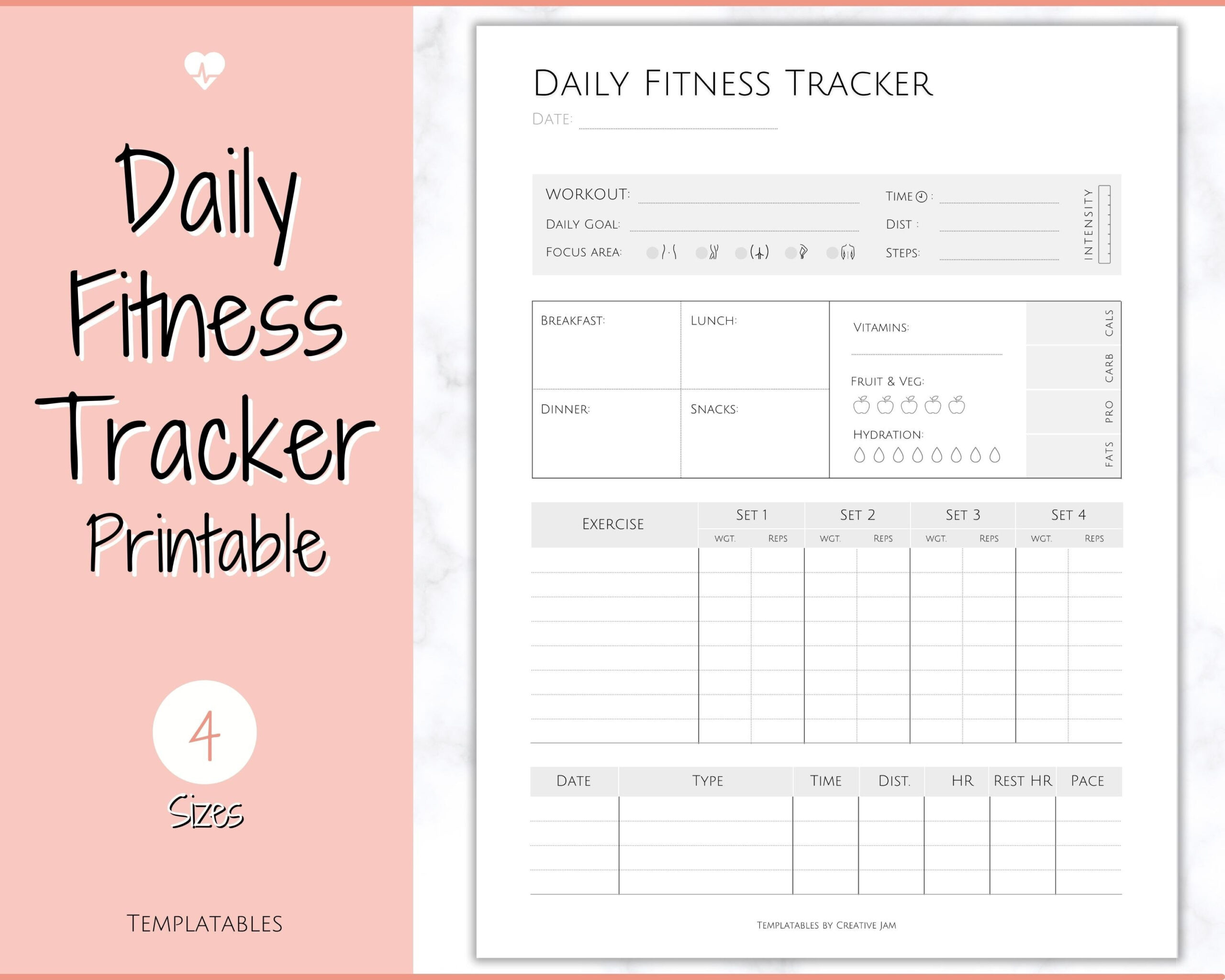 Daily Fitness Planer, Gewichtsverlust Tracker, Täglicher Workout within Daily Fitness Tracker Printable